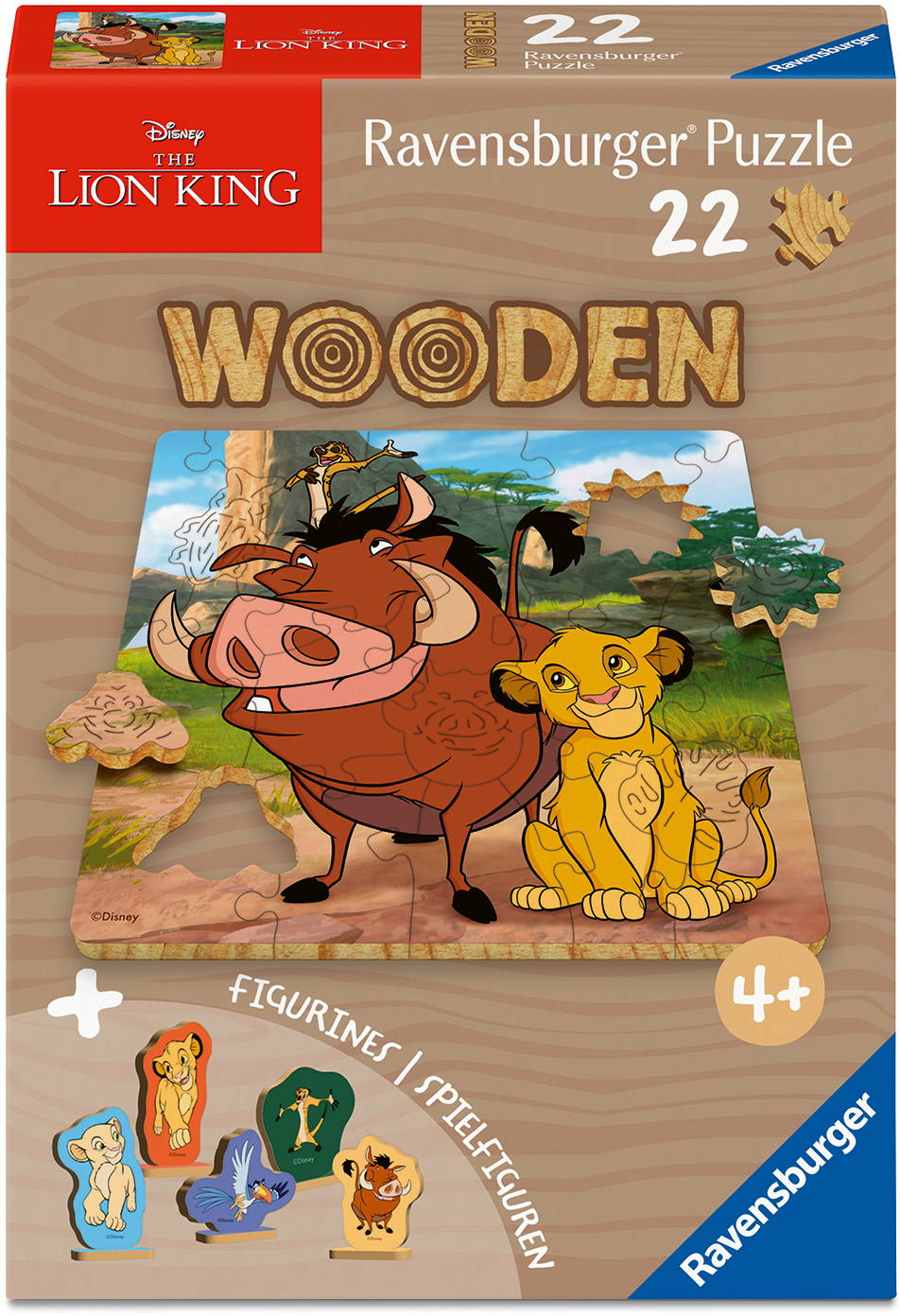22 Teile Ravensburger Kinder Holz Puzzle Wooden Simba's K�nigreich + 5 Figuren 12004083