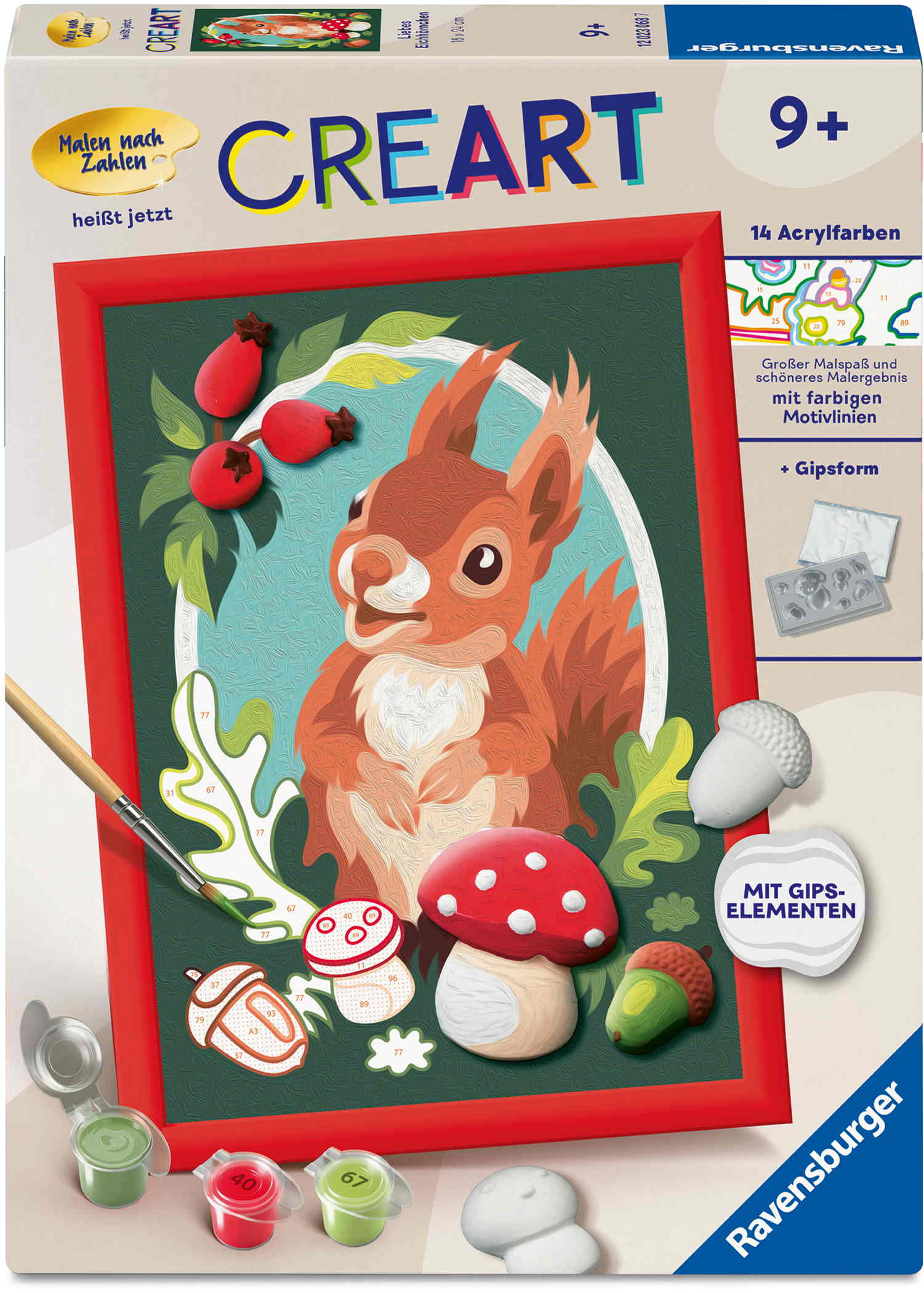 Ravensburger Malen nach Zahlen CREART mit Gips gießen Liebes Eichhörnchen 12023068
