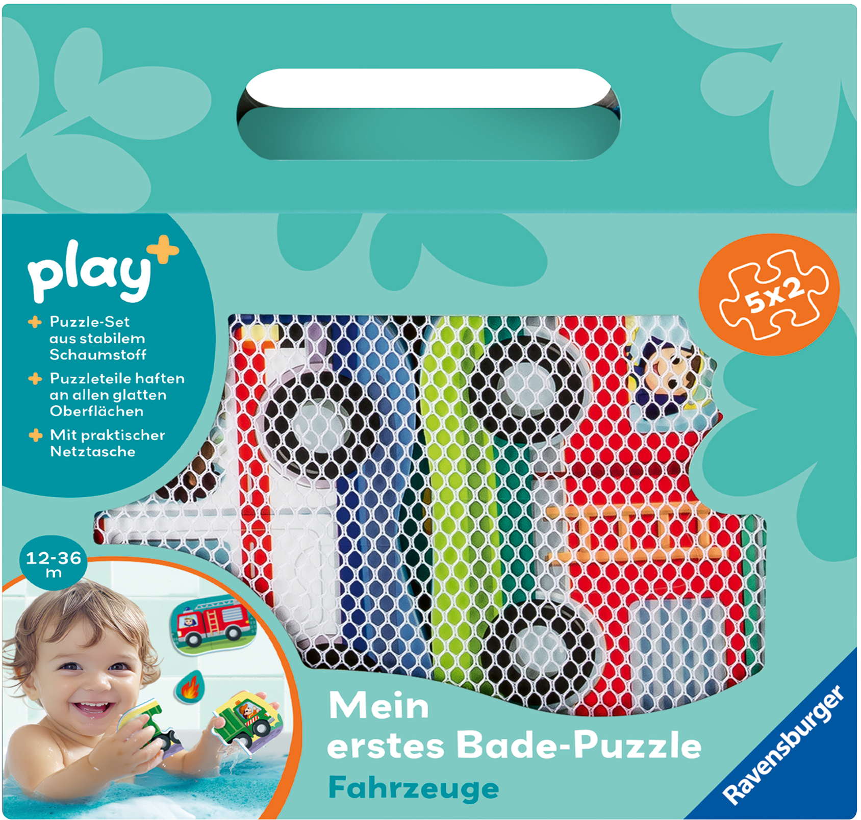 Ravensburger Kleinkindwelt Badewannenspielzeug Play+ Mein erstes Bade-Puzzle Fahrzeuge 12034121
