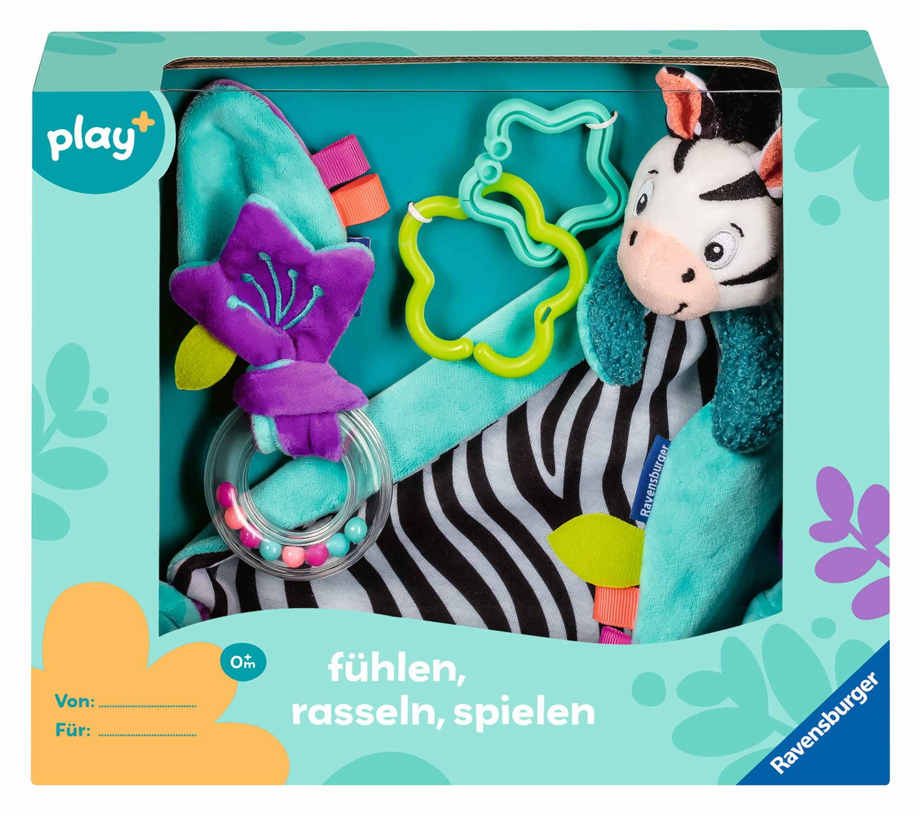Ravensburger Babywelt Play+ Fühlen, rasseln, spielen Geschenk-Set Zebra 04858