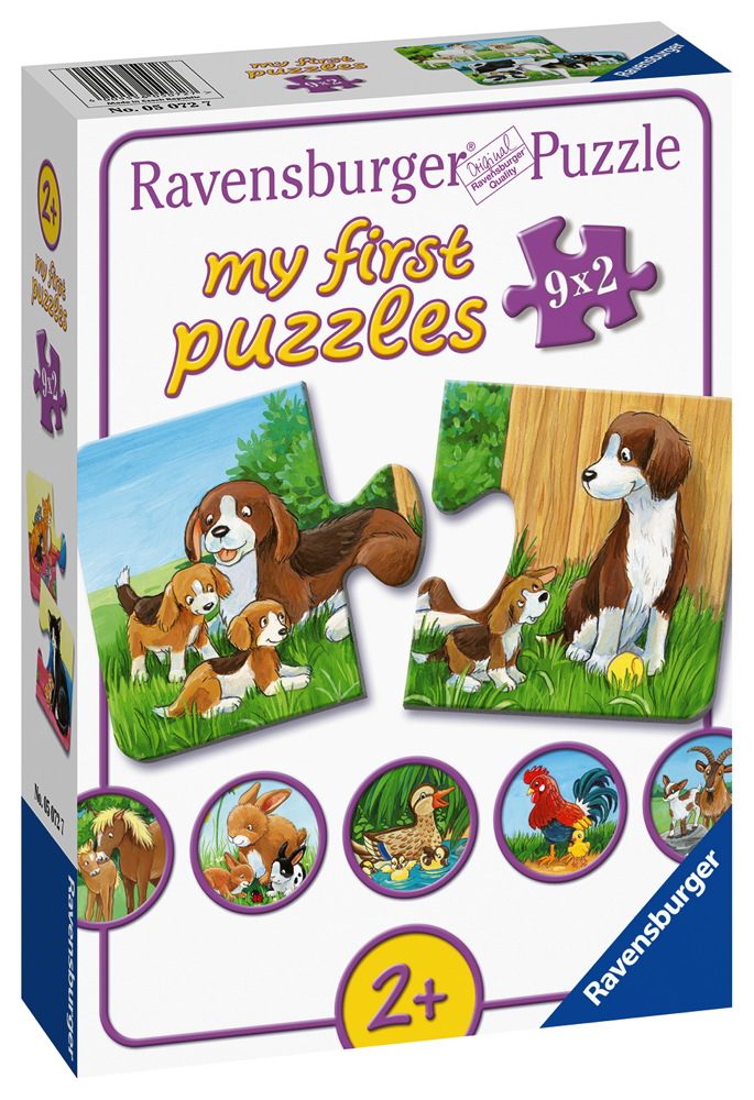 9 x 2 Teile Ravensburger Kinder Puzzle my first puzzles Tierfamilien auf dem Bauernhof 05072