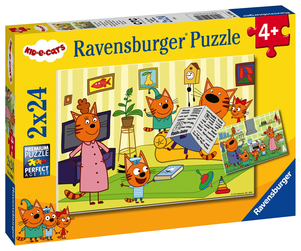 2 x 24 Teile Ravensburger Kinder Puzzle Zuhause bei den Kid e Cats 05080
