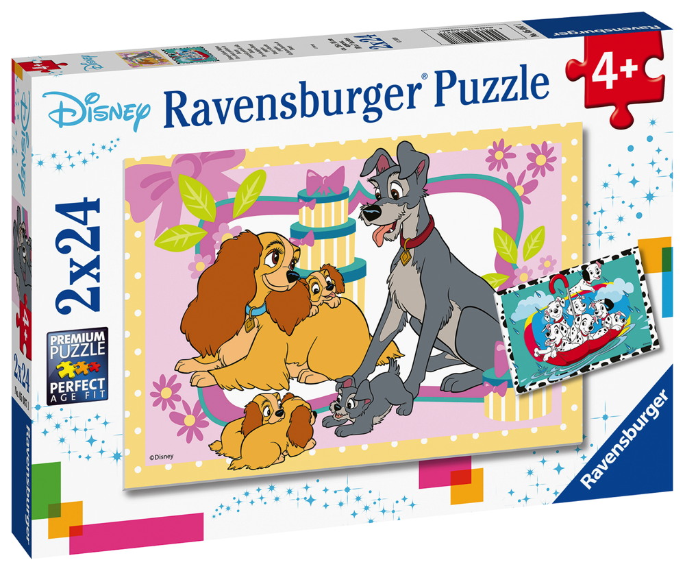 2 x 24 Teile Ravensburger Kinder Puzzle Disneys liebste Welpen 05087