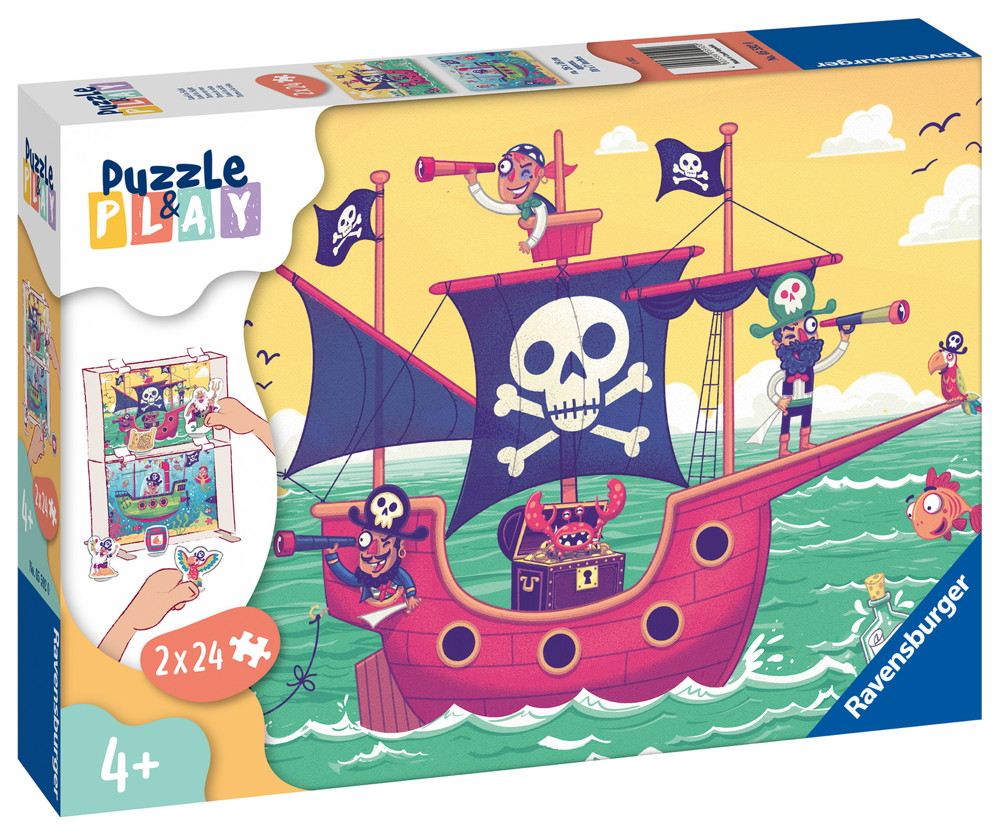 2 x 24 Teile Ravensburger Kinder Puzzle & Play Piraten 2 inkl. Spielfiguren 05592