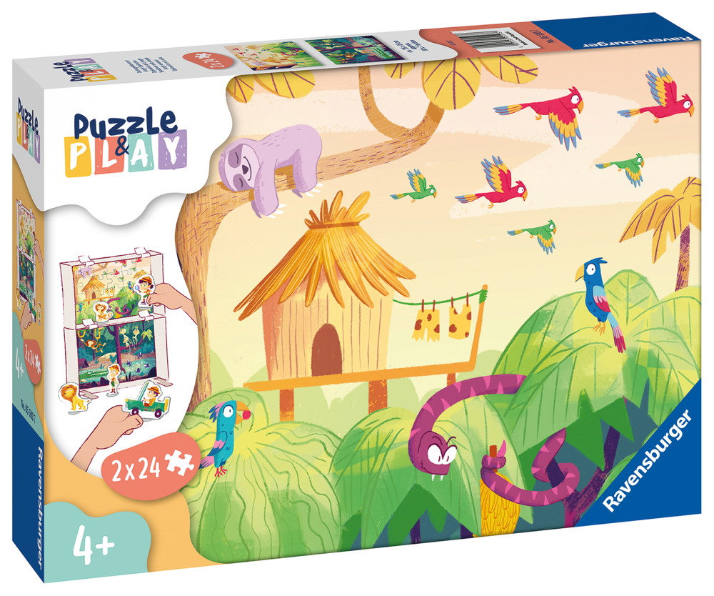 2 x 24 Teile Ravensburger Kinder Puzzle & Play Tiere 1 inkl. Spielfiguren 05593