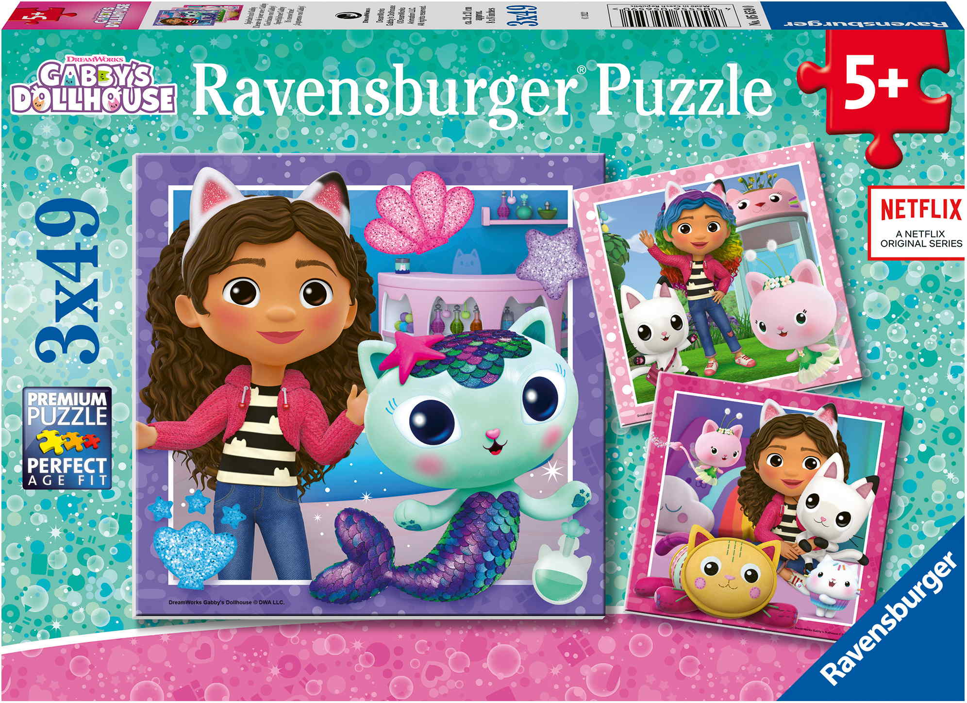 3 x 49 Teile Ravensburger Kinder Puzzle Gabby's Dollhouse Spielzeit mit Gabby 05659
