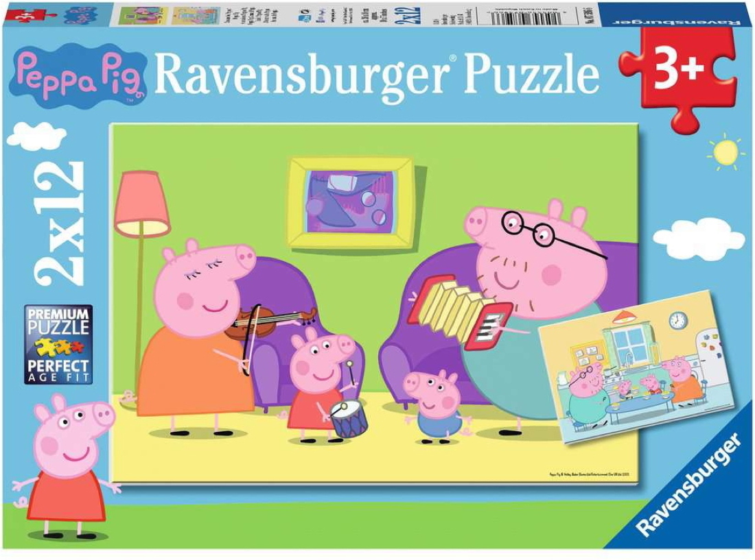 2 x 12 Teile Ravensburger Kinder Puzzle Peppa Pig Zuhause bei Peppa 07596