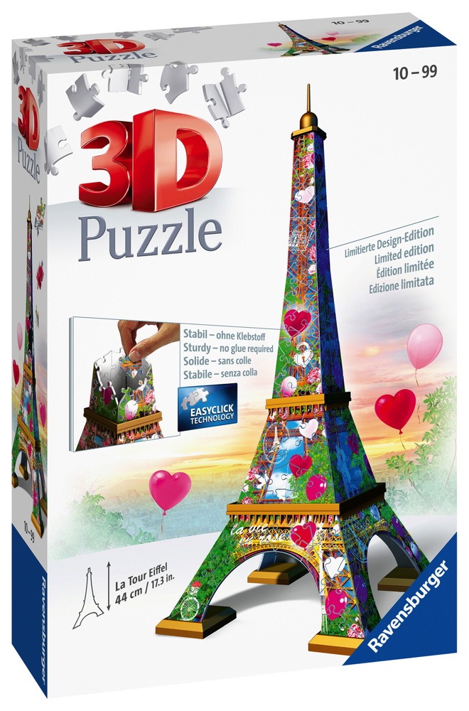 216 Teile Ravensburger 3D Puzzle Bauwerk Eiffelturm Love Edition 11183