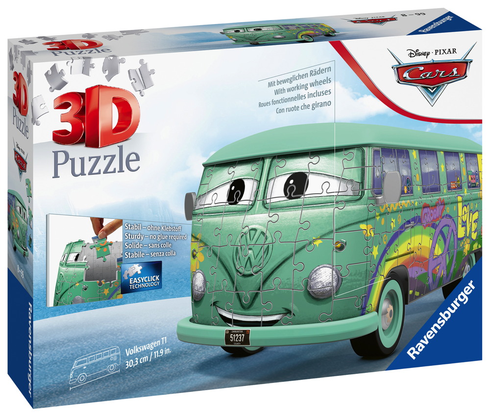 162 Teile Ravensburger 3D Puzzle Bus VW Volkswagen T1 Cars Fillmore 11185 162 Teile Ravensburger 3D Puzzle Bus VW Volkswagen T1 Cars Fillmore 11185