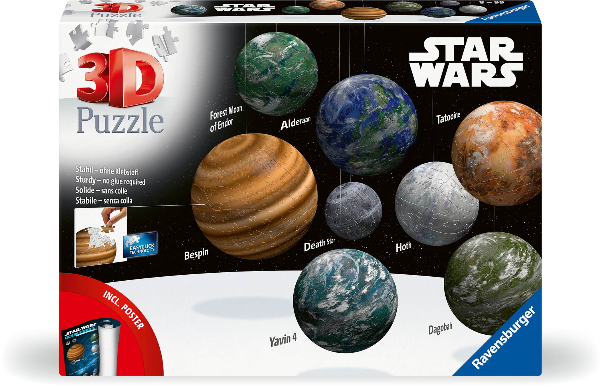 531 Teile Ravensburger 3D Puzzle Ball Sortiment Himmelsk�rper der Star Wars Galaxie 11577