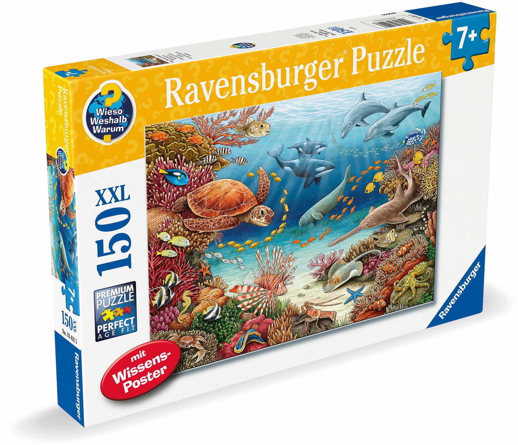 150 Teile Ravensburger Kinder Puzzle XXL Wieso? Weshalb? Warum? Meerestiere am Korallenriff 13411