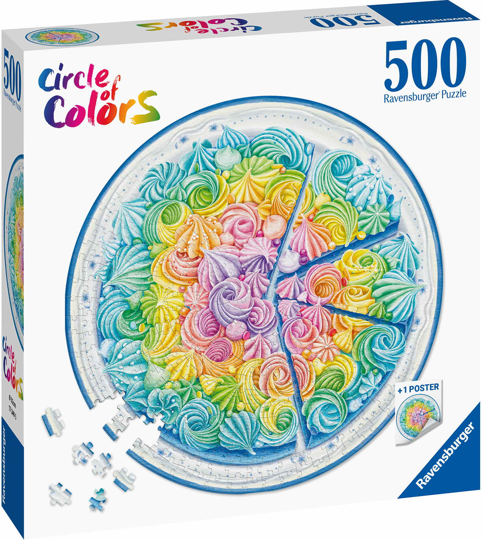 500 Teile Ravensburger Puzzle rund Circle of Colors Rainbow Cake 17349