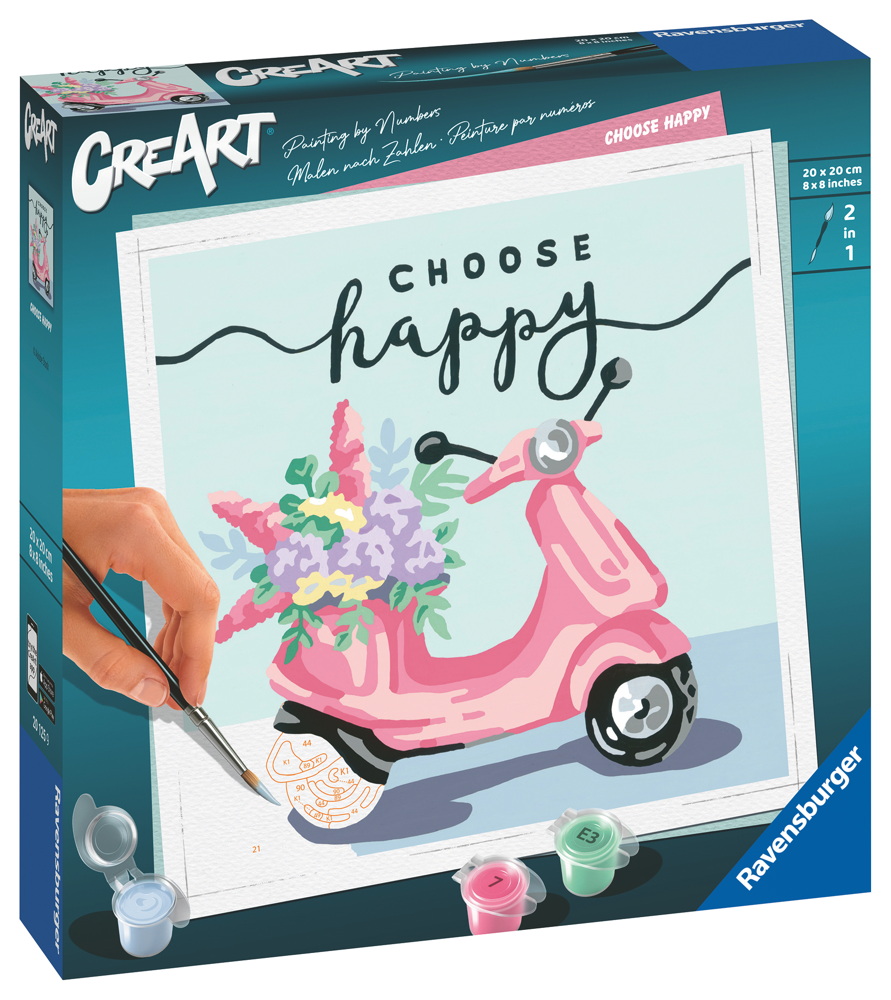 Ravensburger Malen nach Zahlen CREART Trend Serie Quadratisch Choose happy 20125