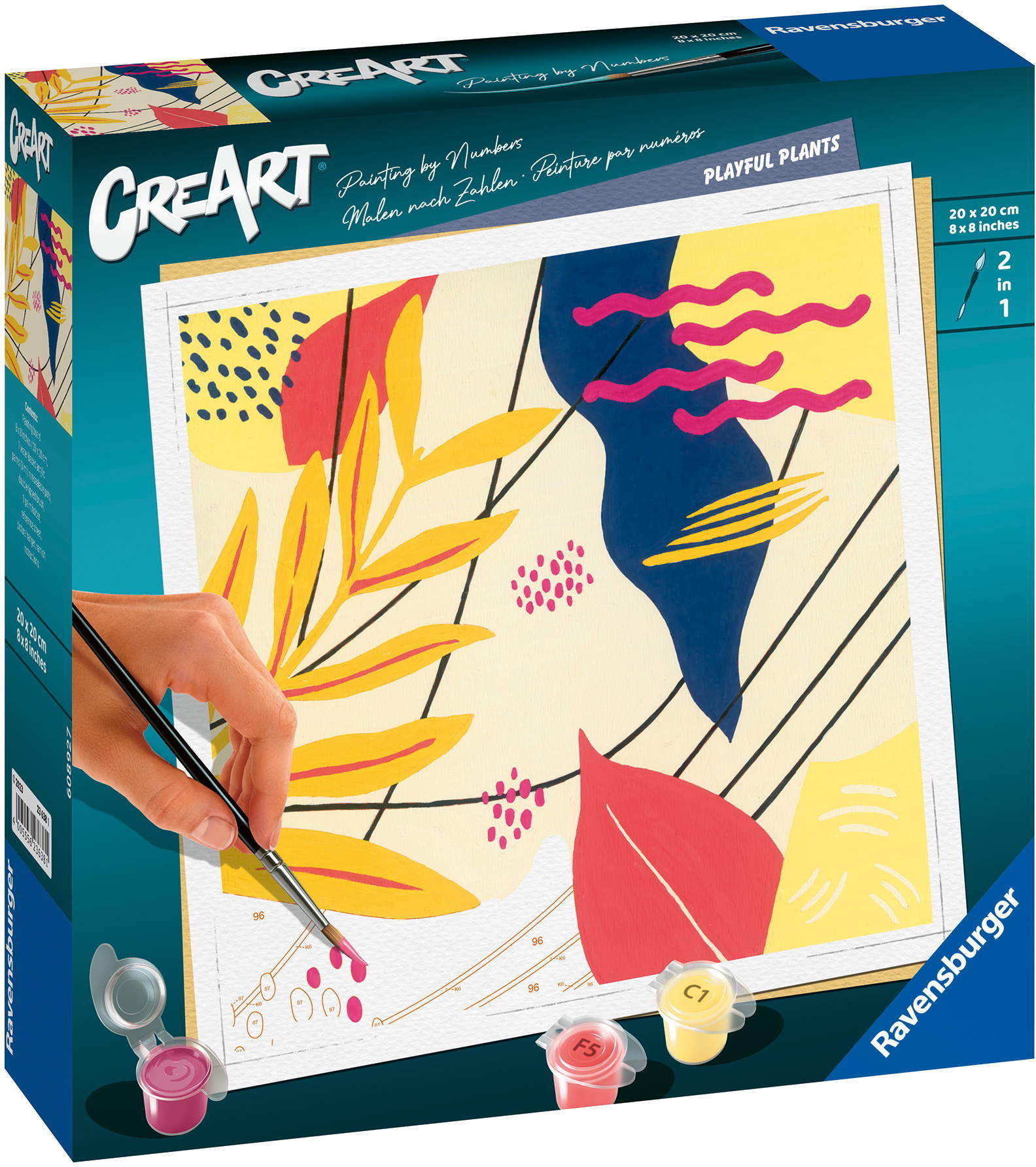 Ravensburger Malen nach Zahlen CREART Trend Serie Quadratisch Playful Plants 23638