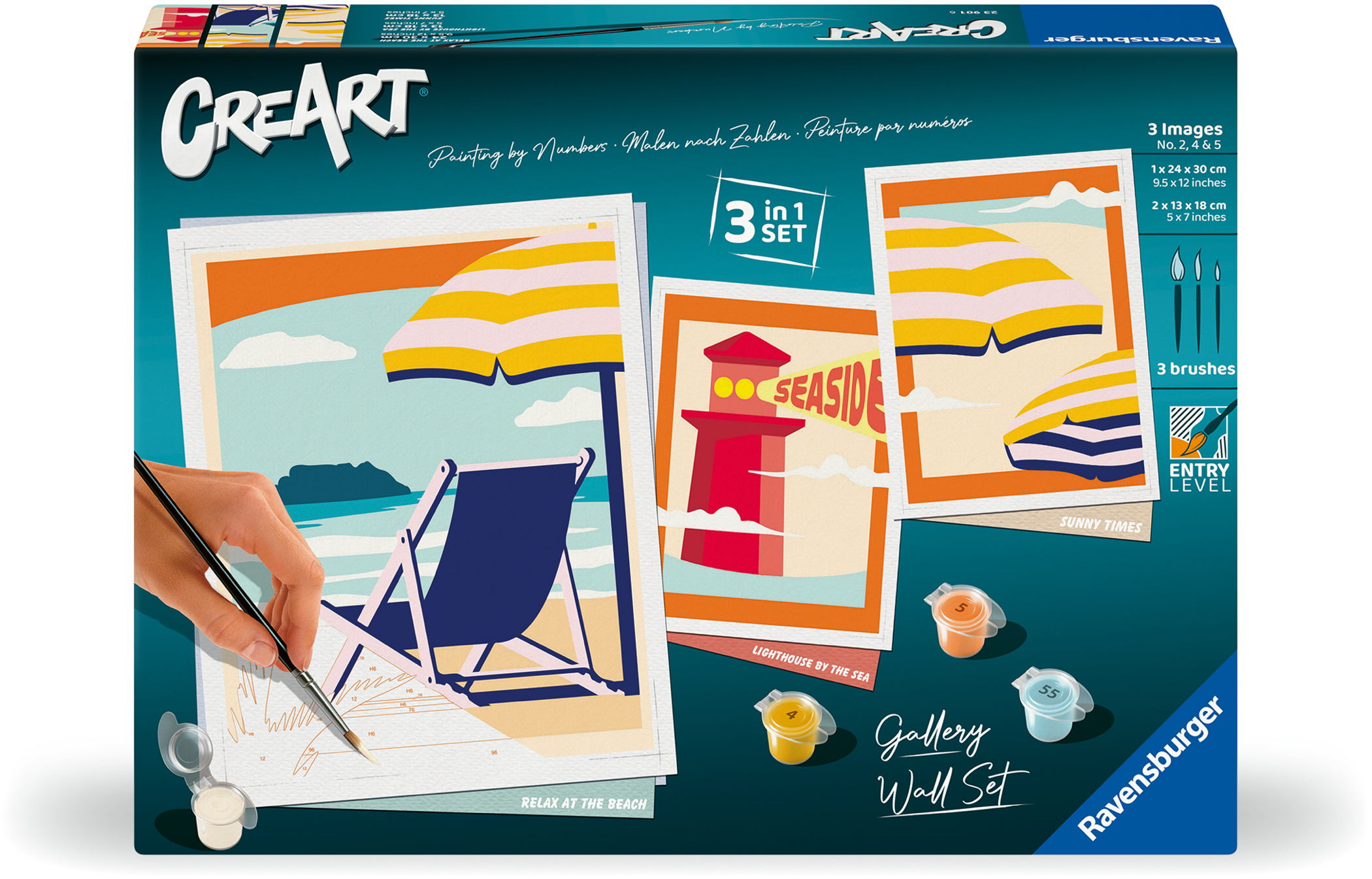 Ravensburger Malen nach Zahlen CREART Trend Gallery Wand Set Am Strand 1x C & 2x E 23901
