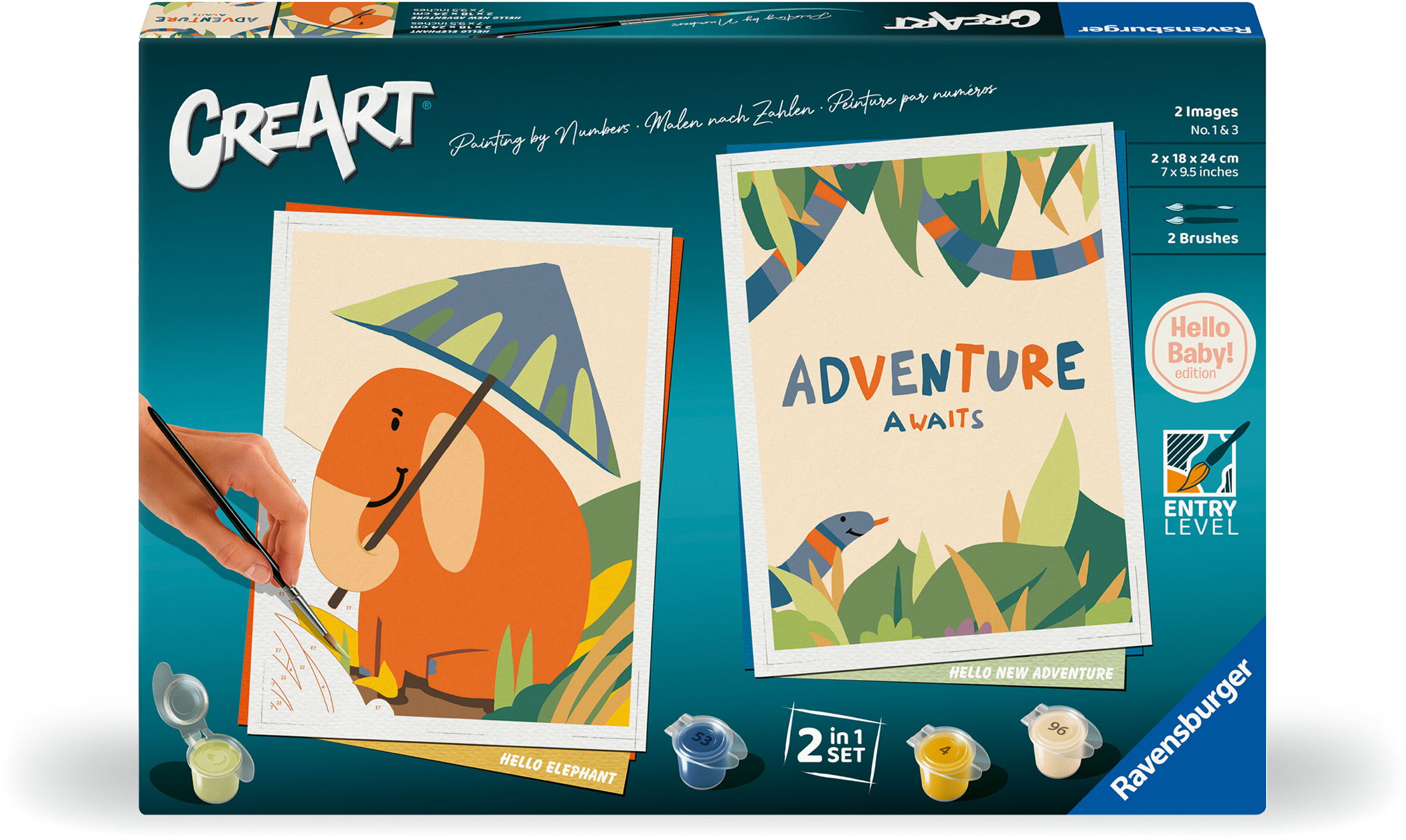 Ravensburger Malen nach Zahlen CREART Trend Serie D Hallo Baby Safari Set 23905