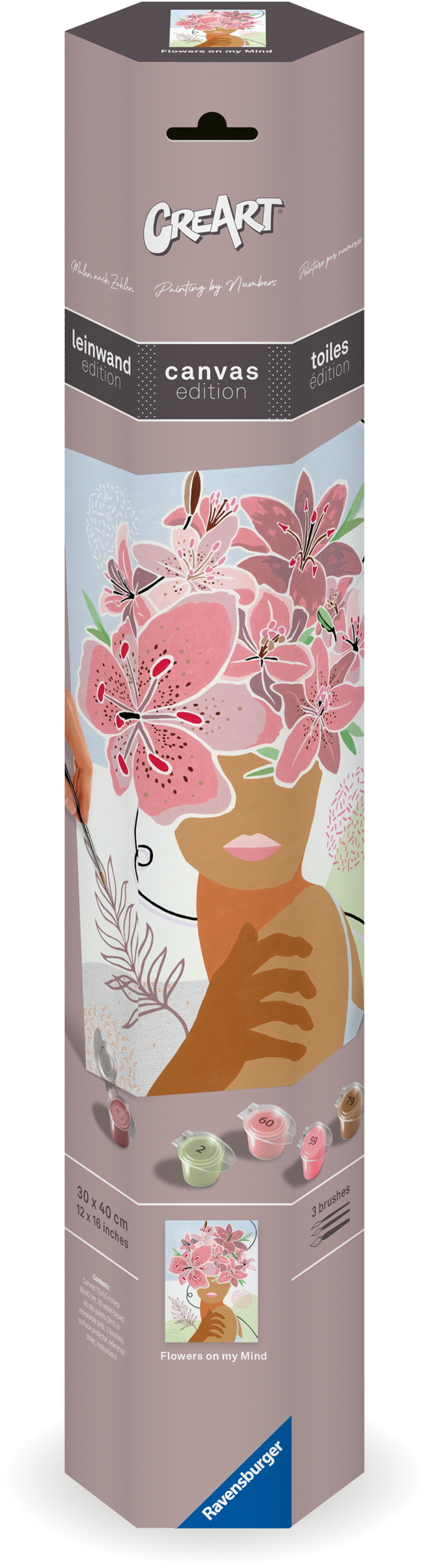 Ravensburger Malen nach Zahlen CREART CANVAS Leinwand Gedankenblumen 23908