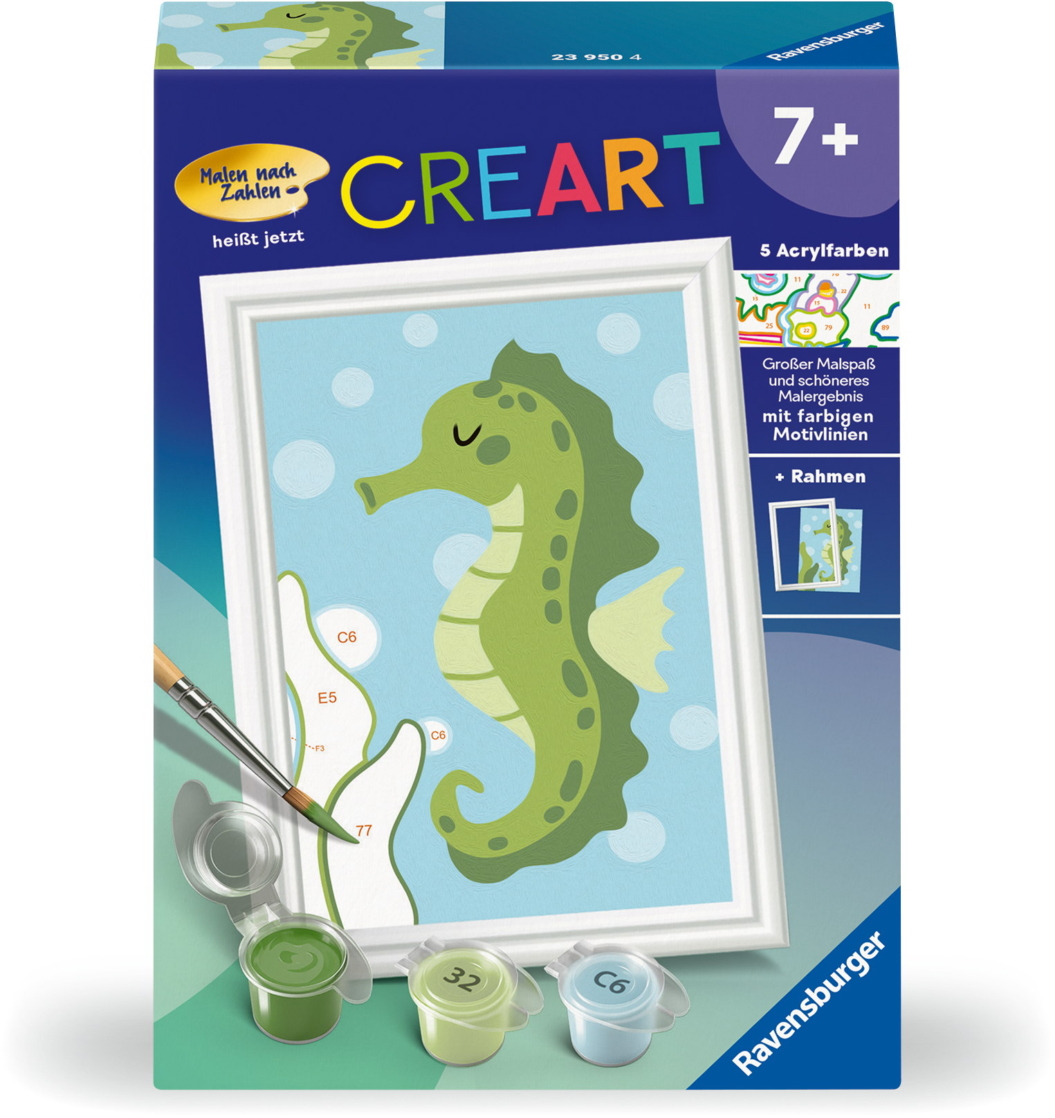 Ravensburger Malen nach Zahlen CREART Serie F Fröhliches Seepferdchen 23950