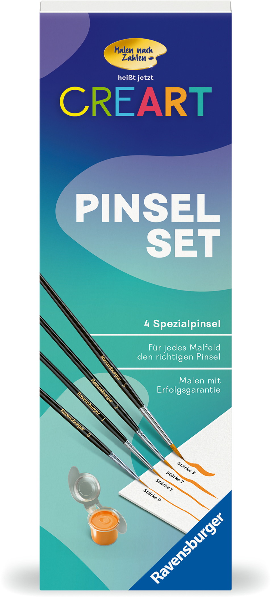 Ravensburger Malen nach Zahlen Pinselset in Blechdose (4 Pinsel) 25559
