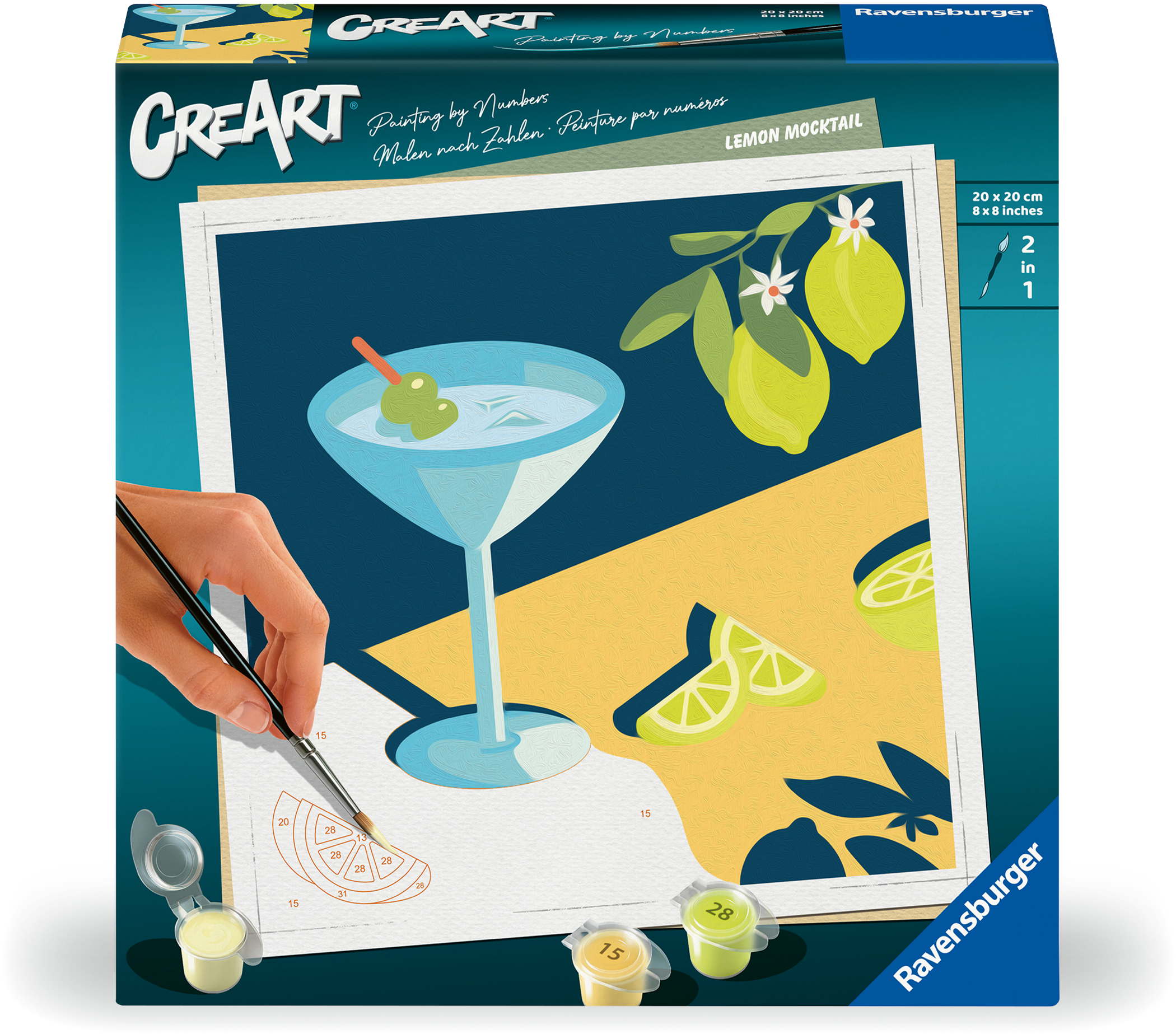Ravensburger Malen nach Zahlen CREART Trend Serie Quadratisch Adults Trend Mocktail Zitrone 25561
