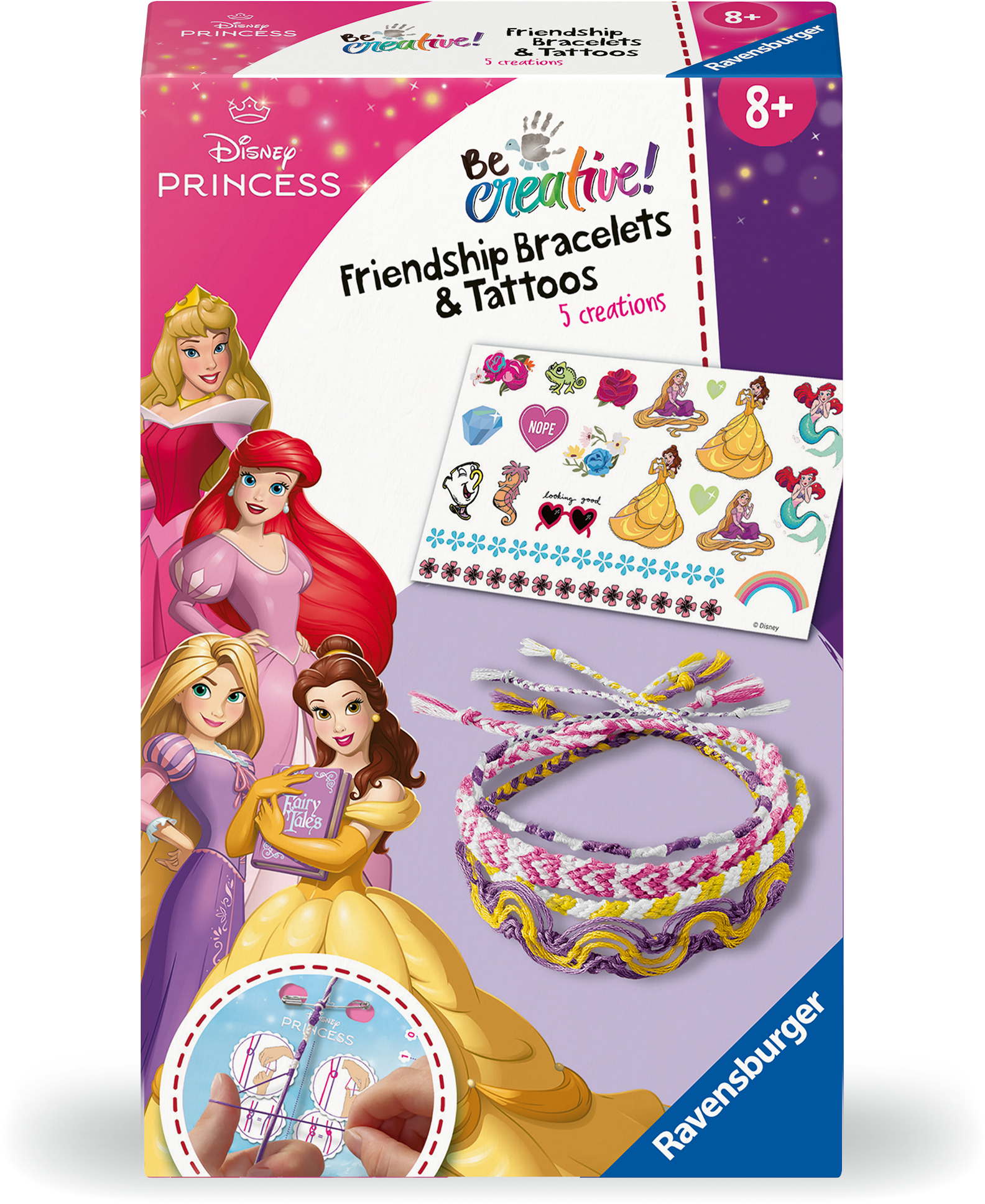 Ravensburger Be Creative Mini Disney Prinzessinnen Bastelset Freundschaftsbändchen & Tattoos 25911