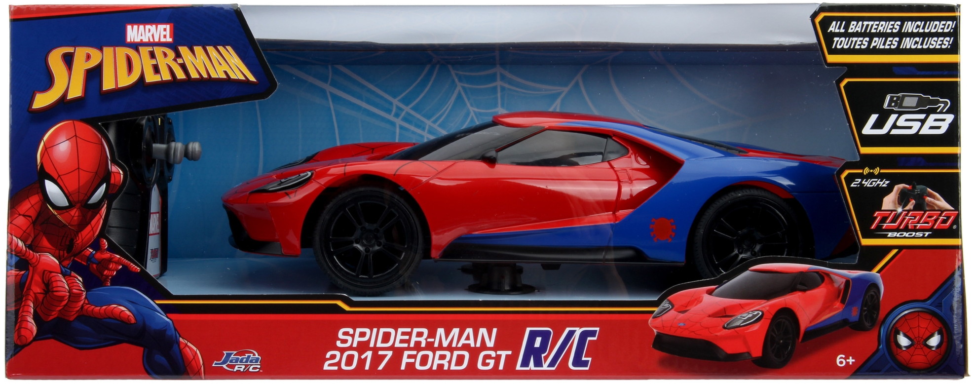 Jada ferngesteuertes Fahrzeug Auto RC Marvel Spider-Man 2017 Ford GT 1:16 253226002