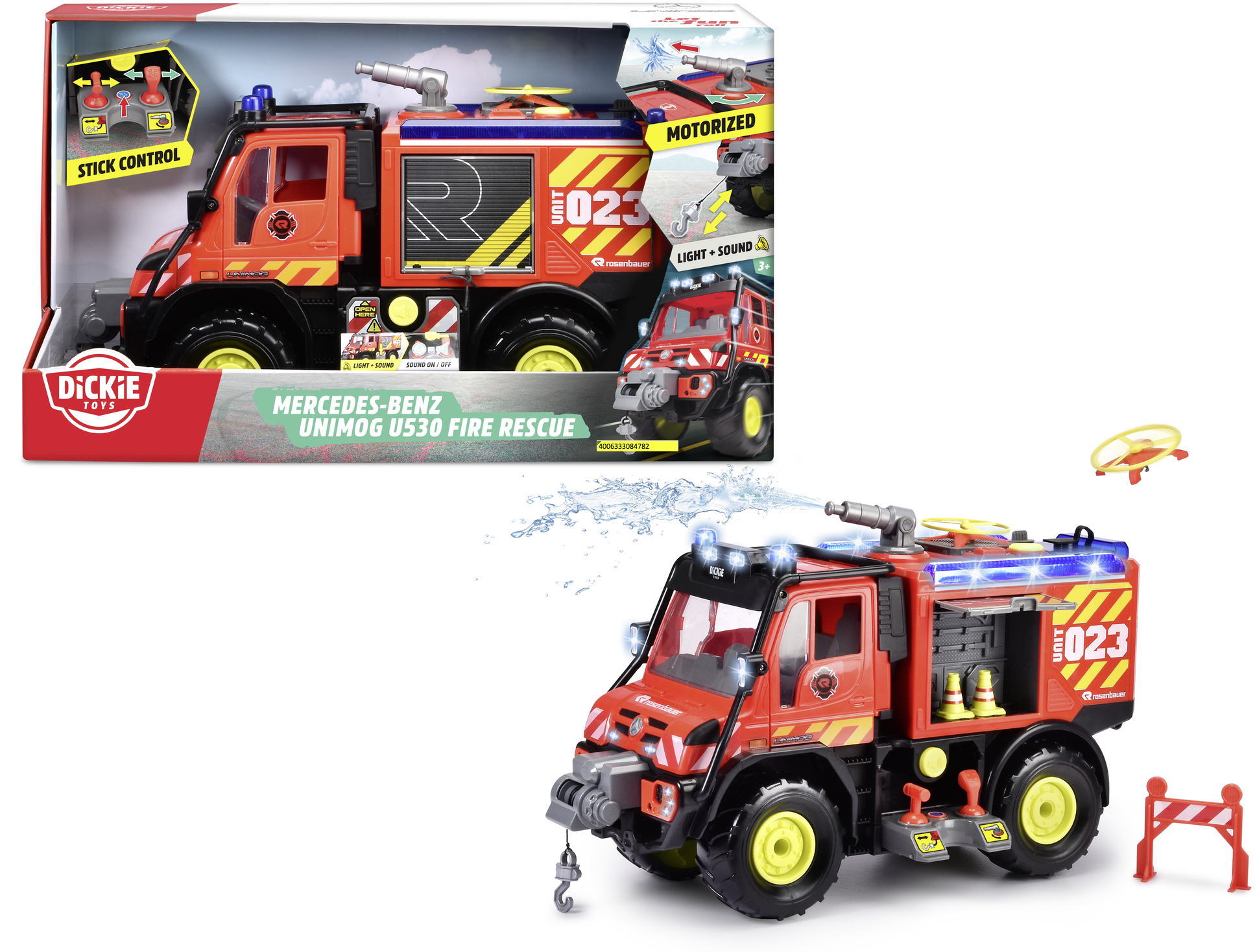 Dickie Spielfahrzeug Feuerwahr Go Real / SOS Unimog U530 Fire Rescue 203719033