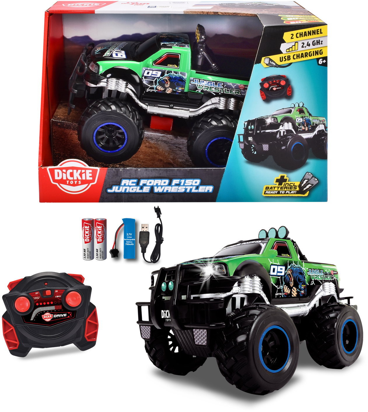Dickie ferngesteuertes Fahrzeug Auto Go Crazy RC Jungle Wrestler Ford F150 201106016