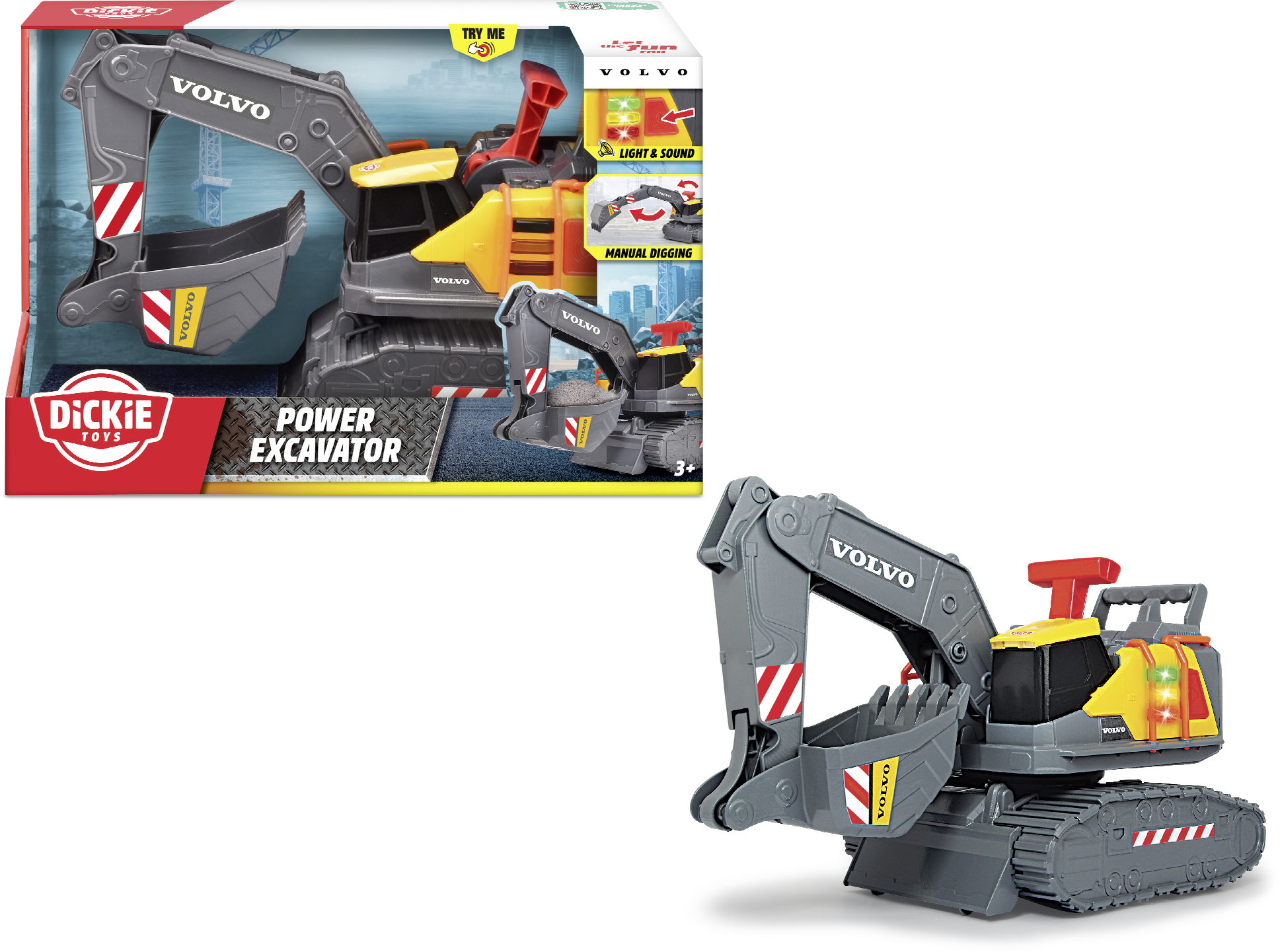 Dickie Spielfahrzeug Go Real / Construction Volvo Power Excavator Bagger 203725012