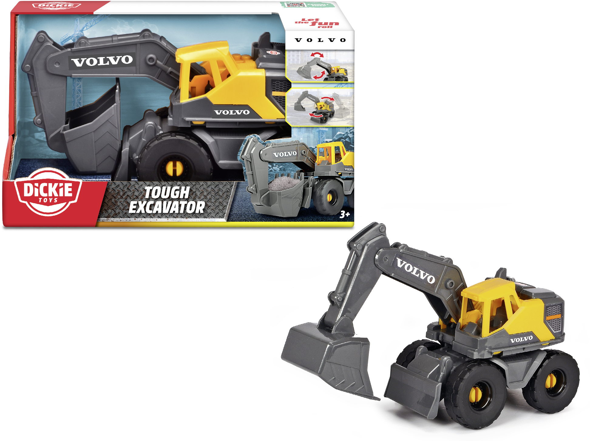 Dickie Spielfahrzeug Go Real / Construction Volvo Tough Excavator Bagger 203724011