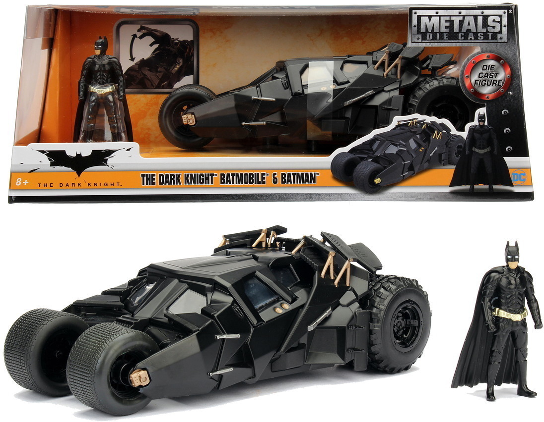 Jada Modellauto Hollywood Rides Batman The Dark Knight Batmobile mit Figur 1:24 9398261314R00