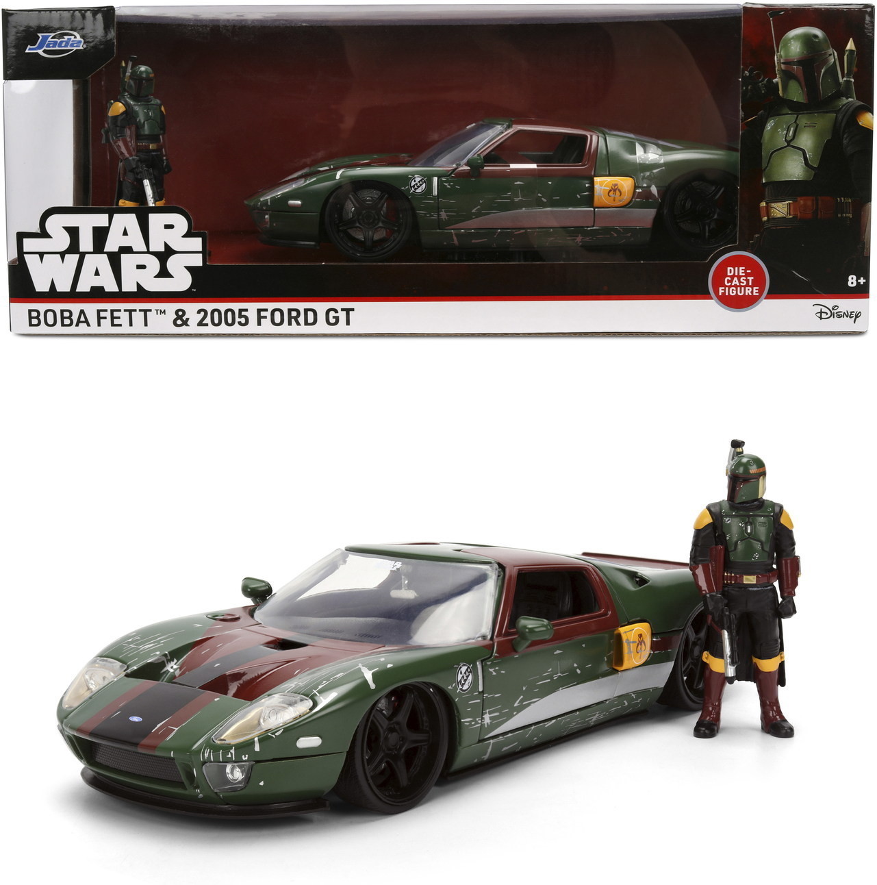 Jada Modellauto Hollywood Rides Star Wars Boba Fett 2005 Ford GT 1:24 mit Figur 9336909314R00