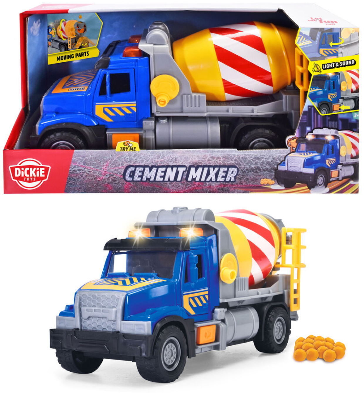 Dickie Spielfahrzeug Betonmischer Go Real / City Heroes Cement Truck 203746019