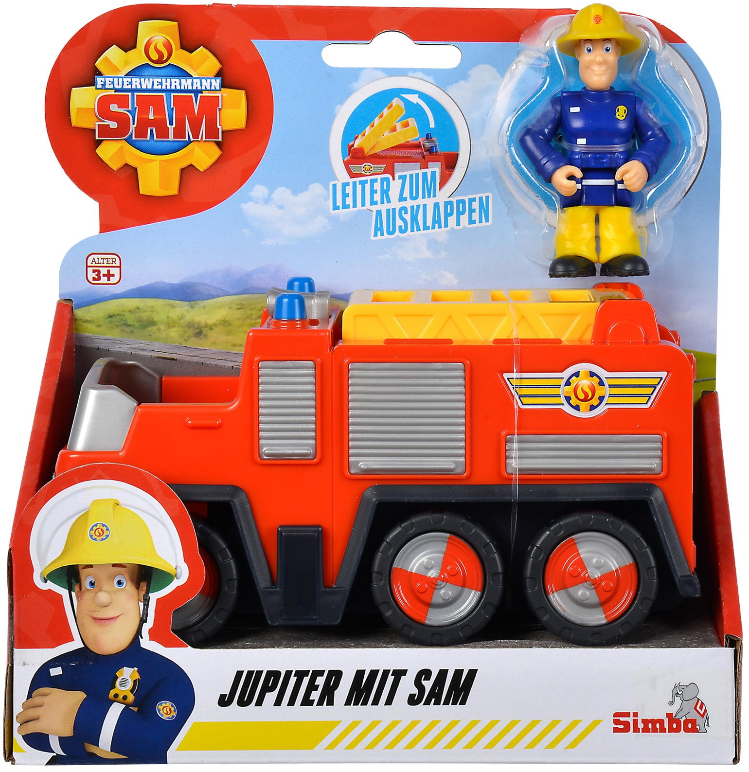 Simba Spielfahrzeug Feuerwehr Feuerwehrmann Sam Junior Jupiter mit Sam ...