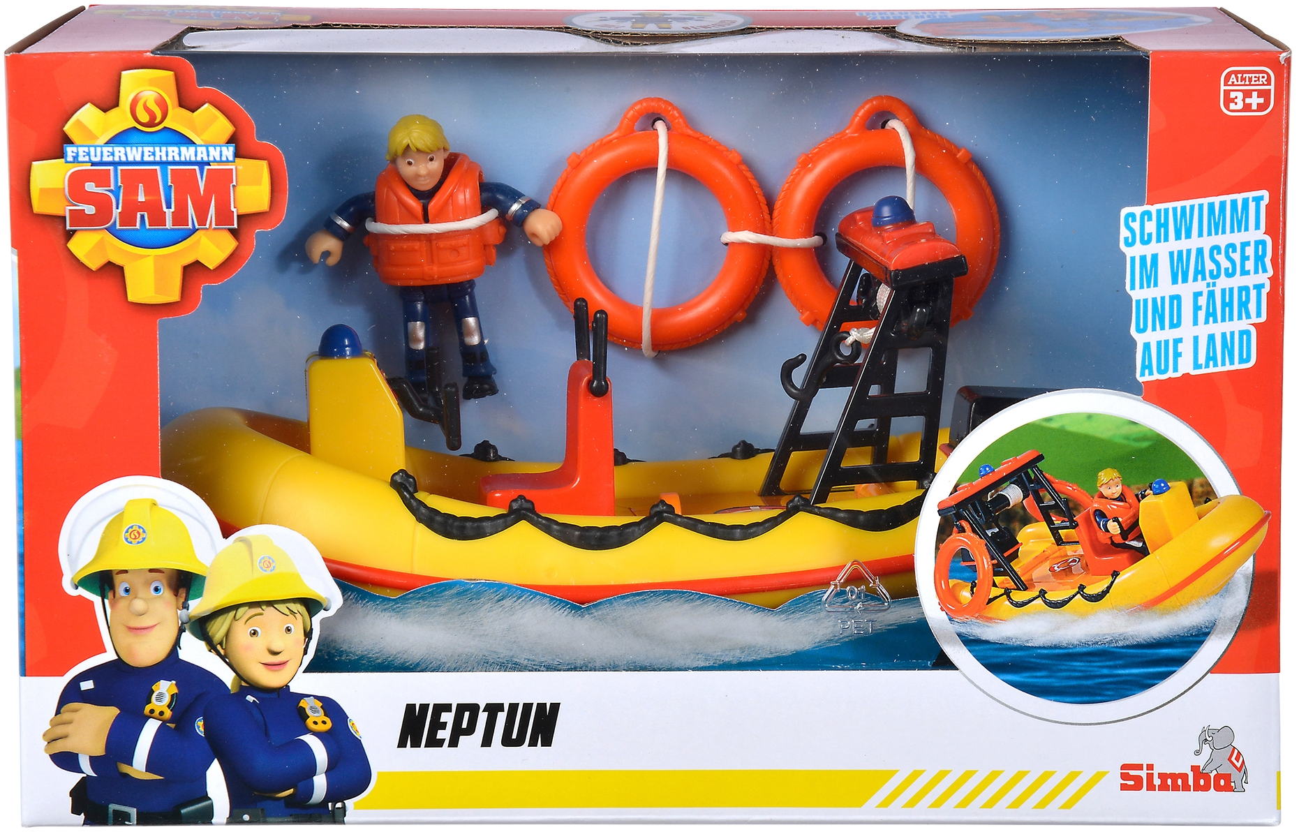 Simba Spielfahrzeug Feuerwehr Boot Feuerwehrmann Sam Neptune, Boot mit Figur 109252571