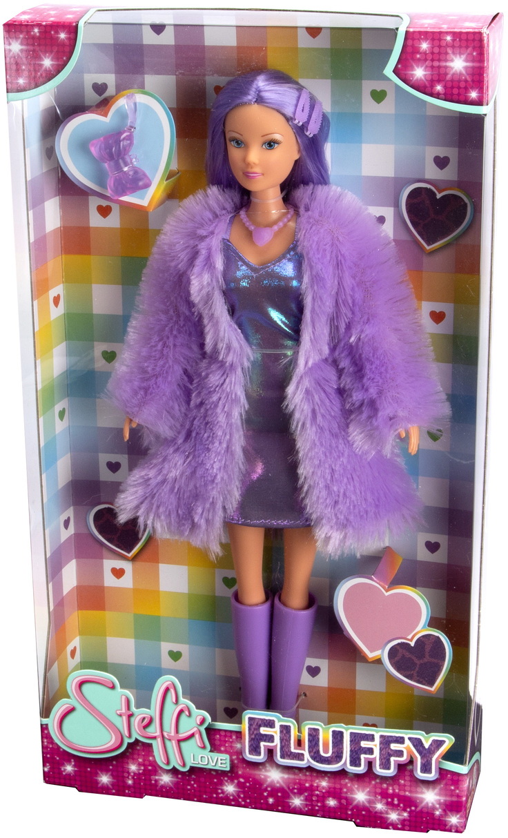 Simba Puppe Steffi Love Super Fluffy Steff im Gürtelkleid mit Felljacke 105733666