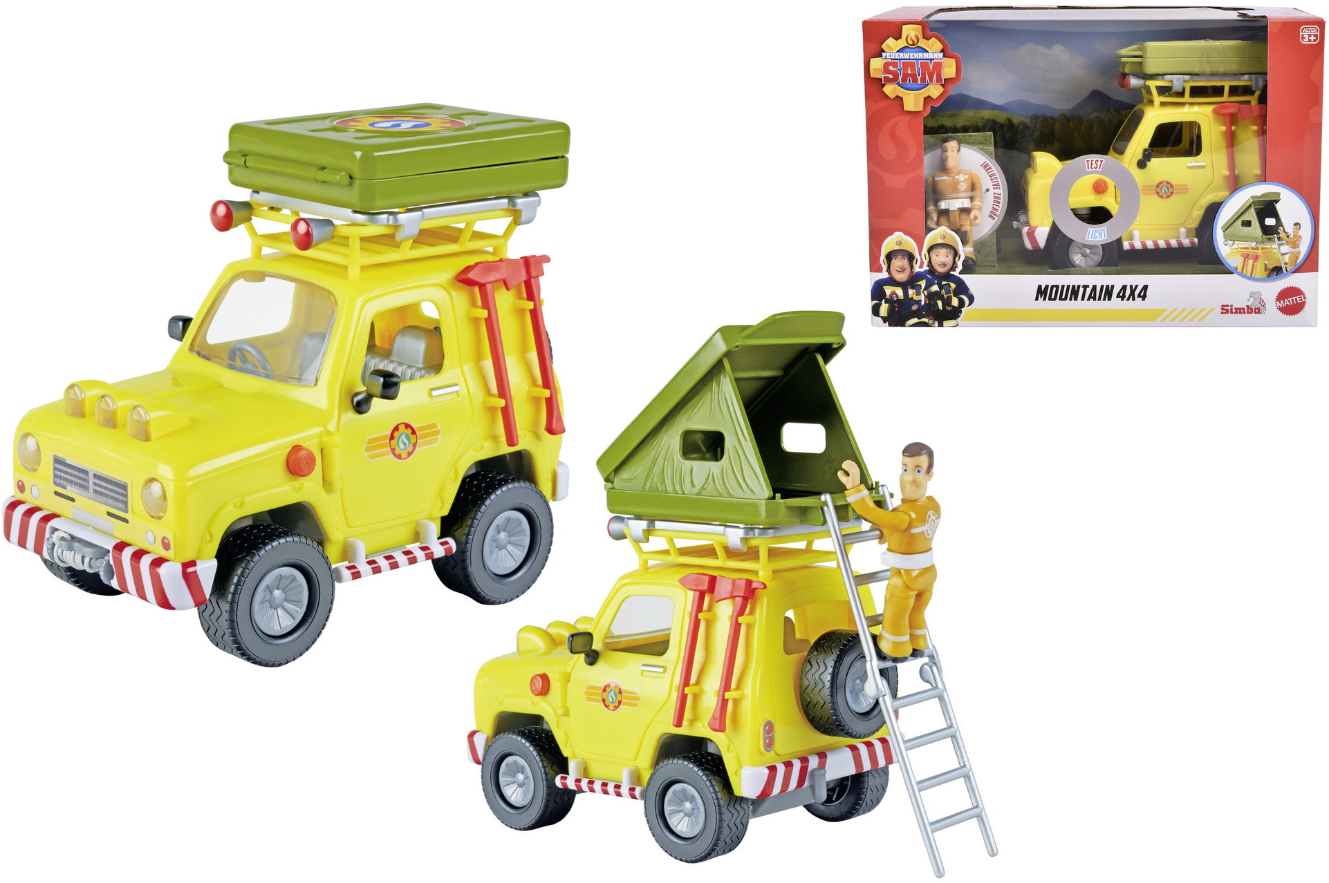 Simba Spielfahrzeug Feuerwehr Feuerwehrmann Sam Gel�ndewagen mit Dachzelt 109252653