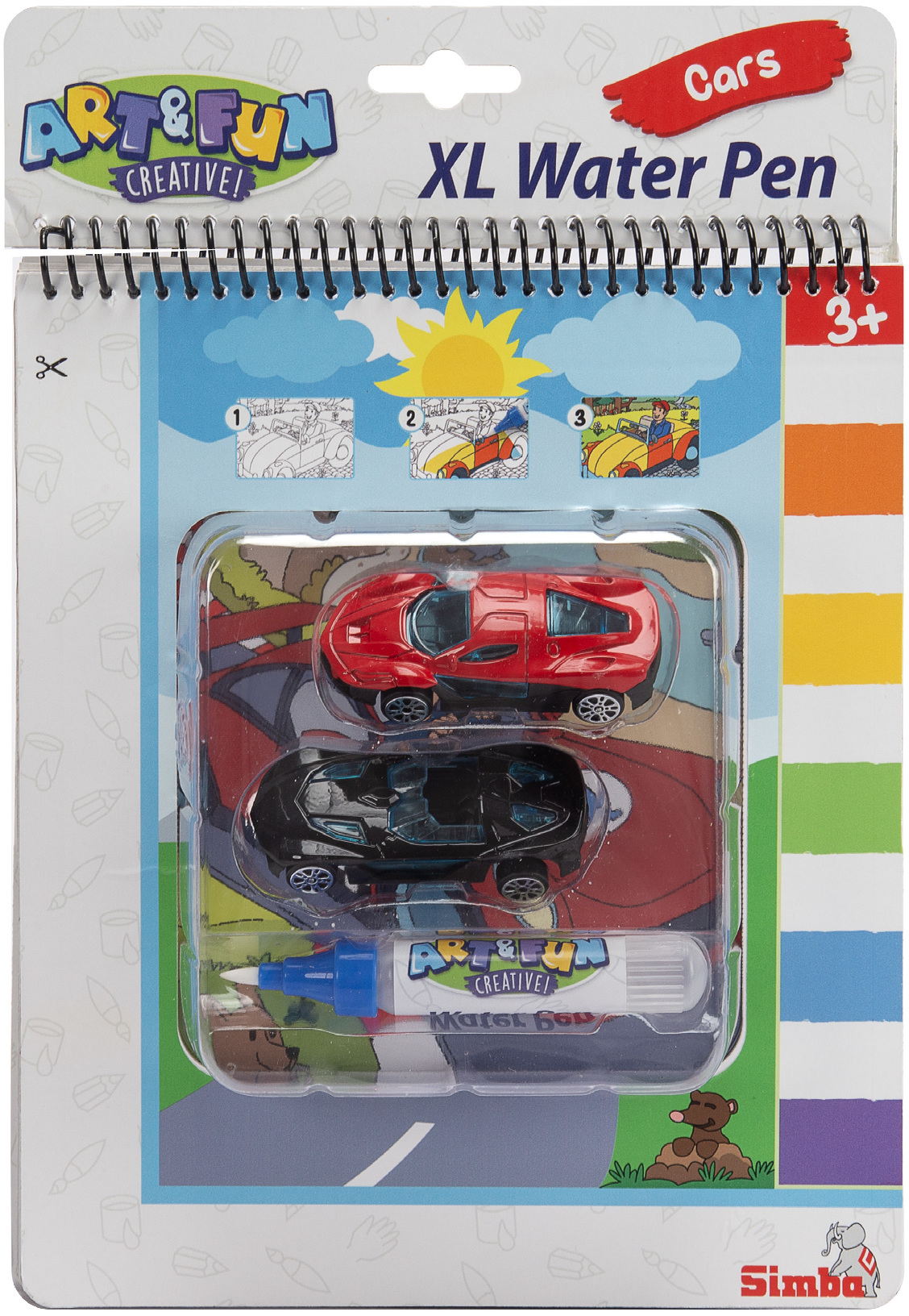 Simba Spielzeug Malen ART & FUN Water Pen Cars Malbuch + 2 Autos 106334713