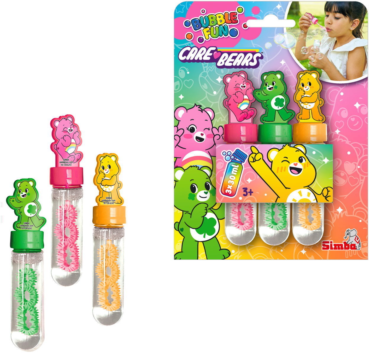Simba Outdoor Spielzeug Seifenblasen Glücksbärchi Care Bears 3er Set Seifenblasenstab 107286243