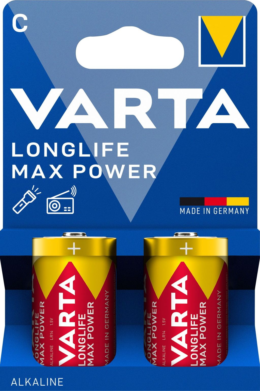 2 Varta 4714 Longlife Max Power C / Baby Alkaline Batterien im 2er Blister