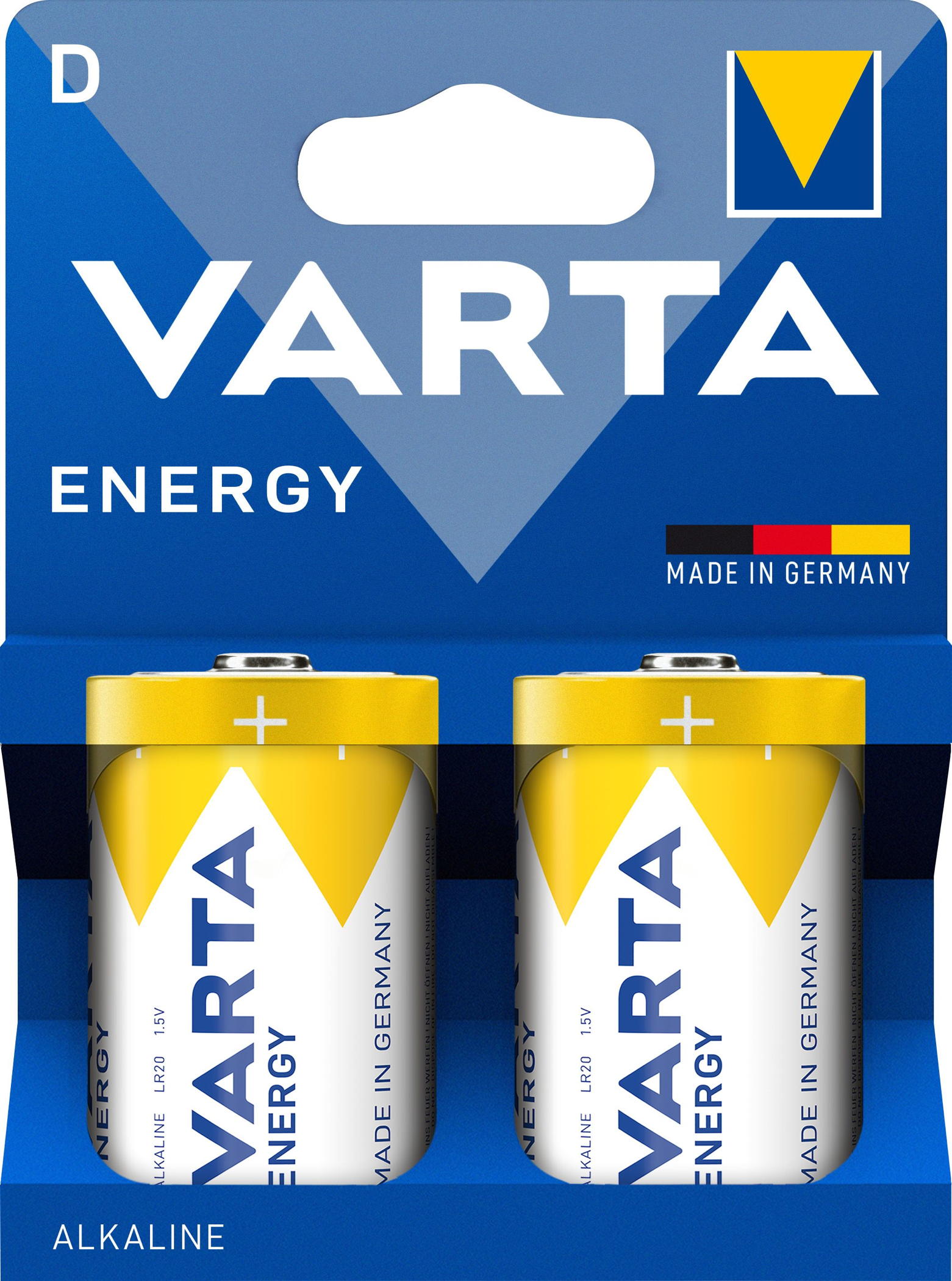 2 Varta 4120 Energy D / Mono Alkaline Batterien im 2er Blister