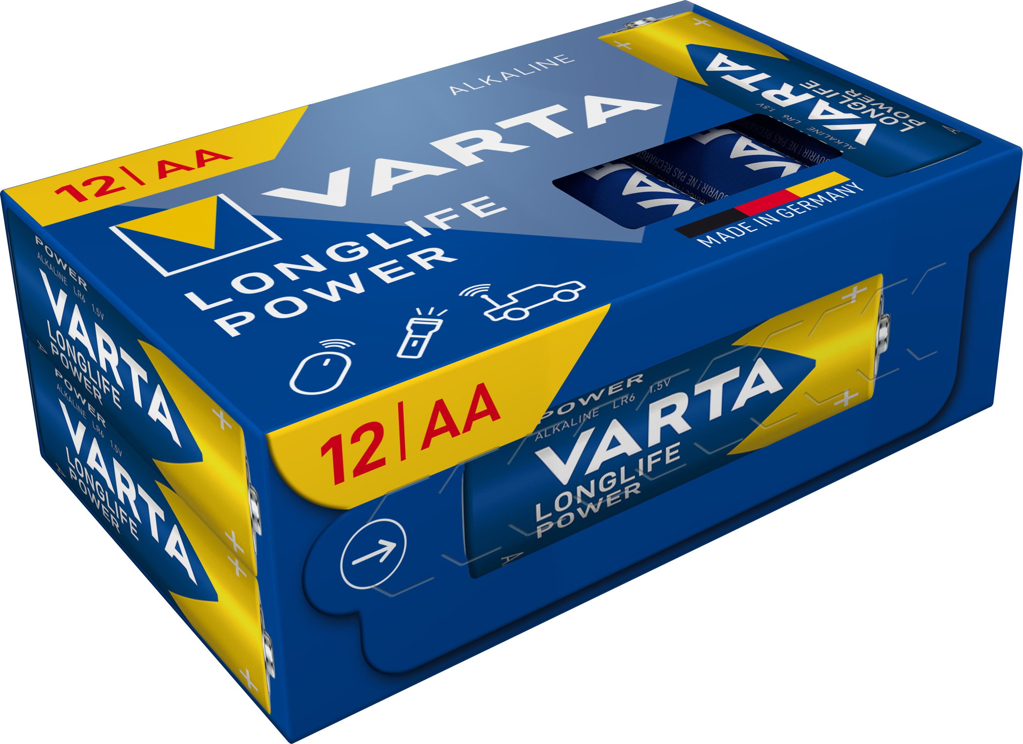 12 Varta 4906 Longlife Power AA / Mignon Alkaline Batterien in 12er Cube Box