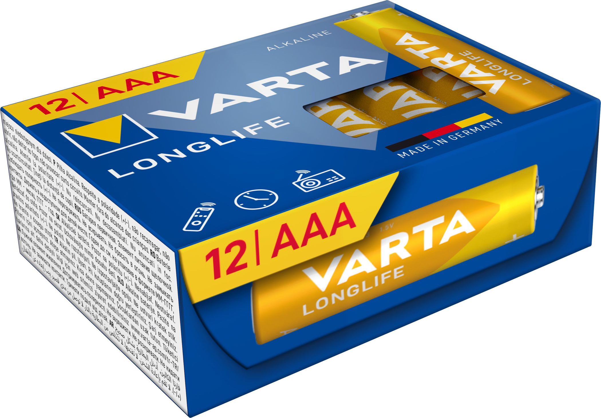 120 Varta 4103 Longlife AAA / Micro Alkaline Batterien in 12er Cube Box