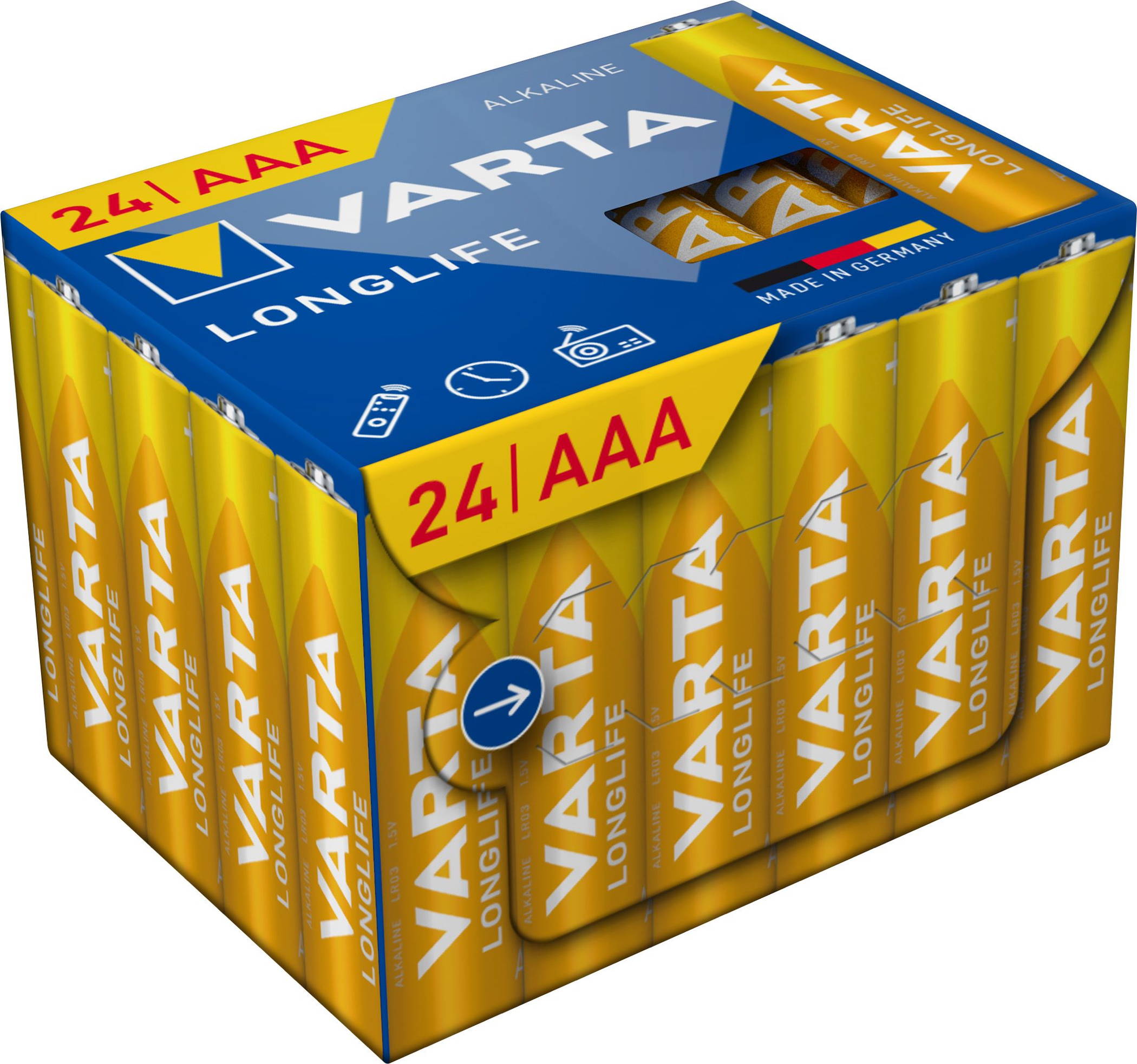 24 Varta 4103 Longlife AAA / Micro Alkaline Batterien in 24er Cube Box