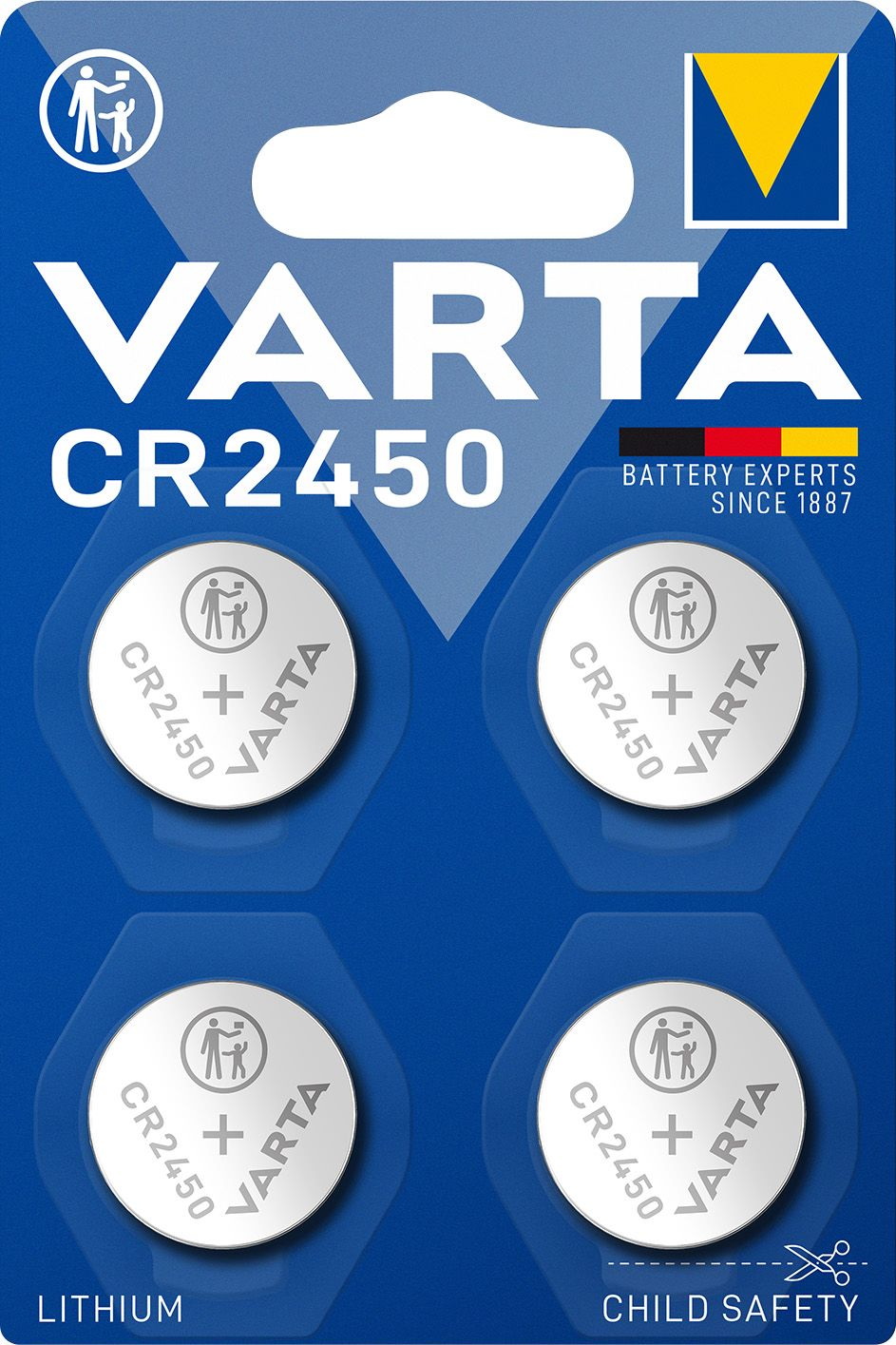 4 Varta 6450 Professional CR 2450 Lithium Knopfzelle Batterien im 4er Blister
