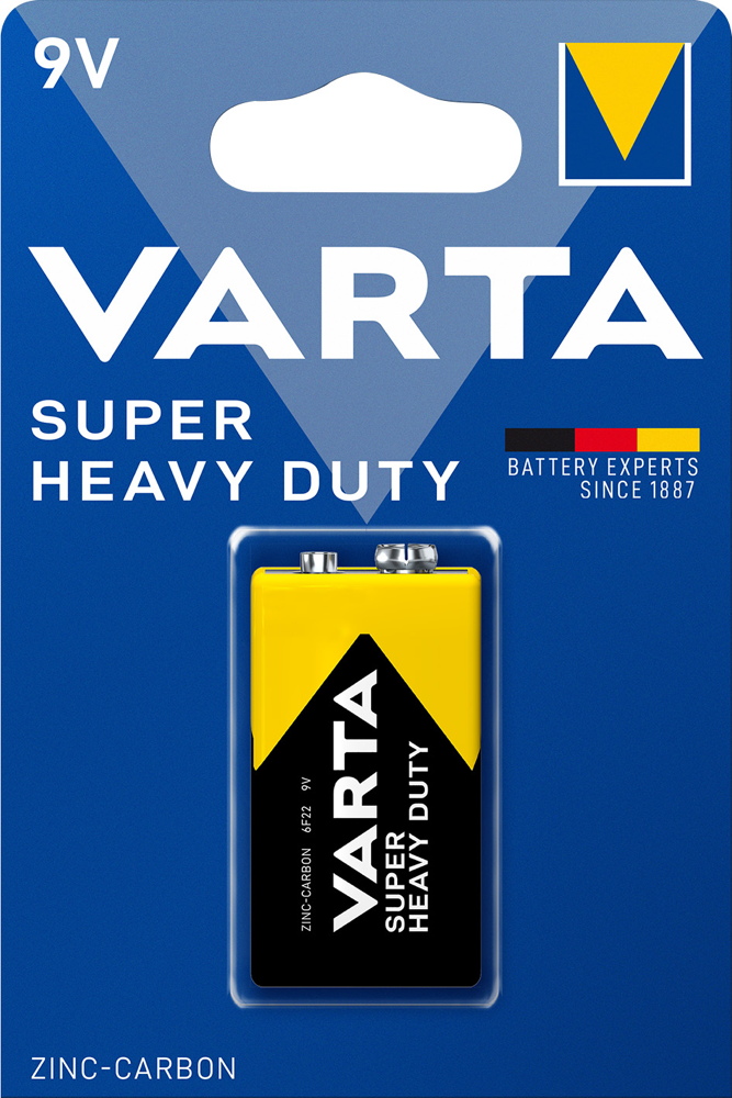 10 Varta 2022 Super Heavy Duty 9V Block Zink-Kohle Batterien Blister