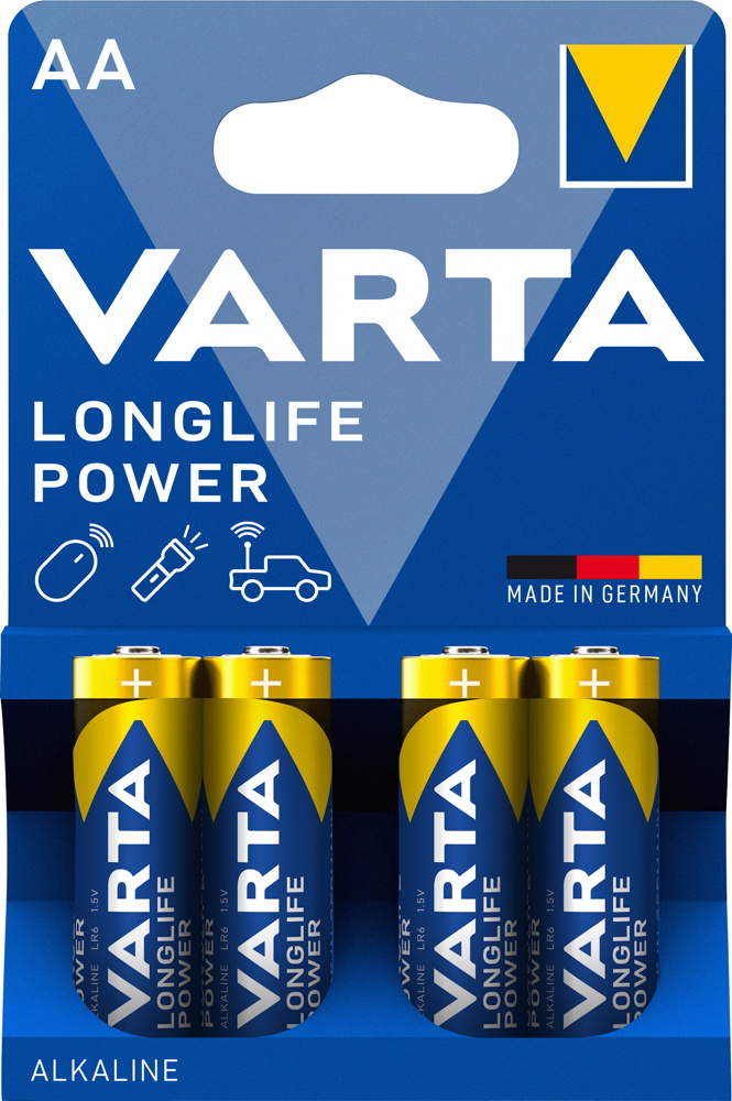 4 Varta 4906 Longlife Power AA / Mignon Alkaline Batterien im 4er Blister