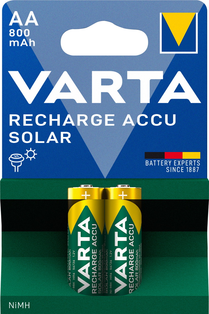 10 Varta 56736 Akku AA 800mAh Recharge Accu Solar NiMH im 2er Blister