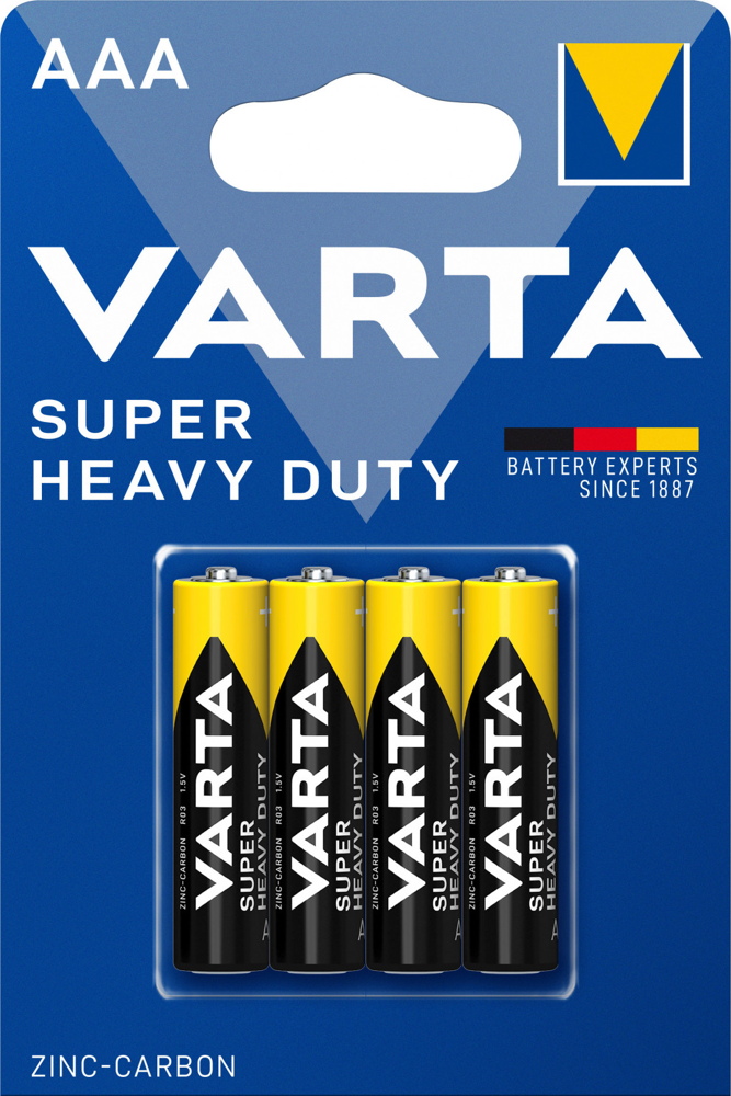 4 Varta 2003 Super Heavy Duty AAA / Micro Zink-Kohle Batterien im 4er Blister