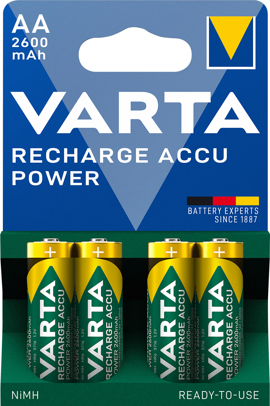 20 Varta 05716 Akku AA 2600mAh Recharge Accu Power NiMH im 4er Blister